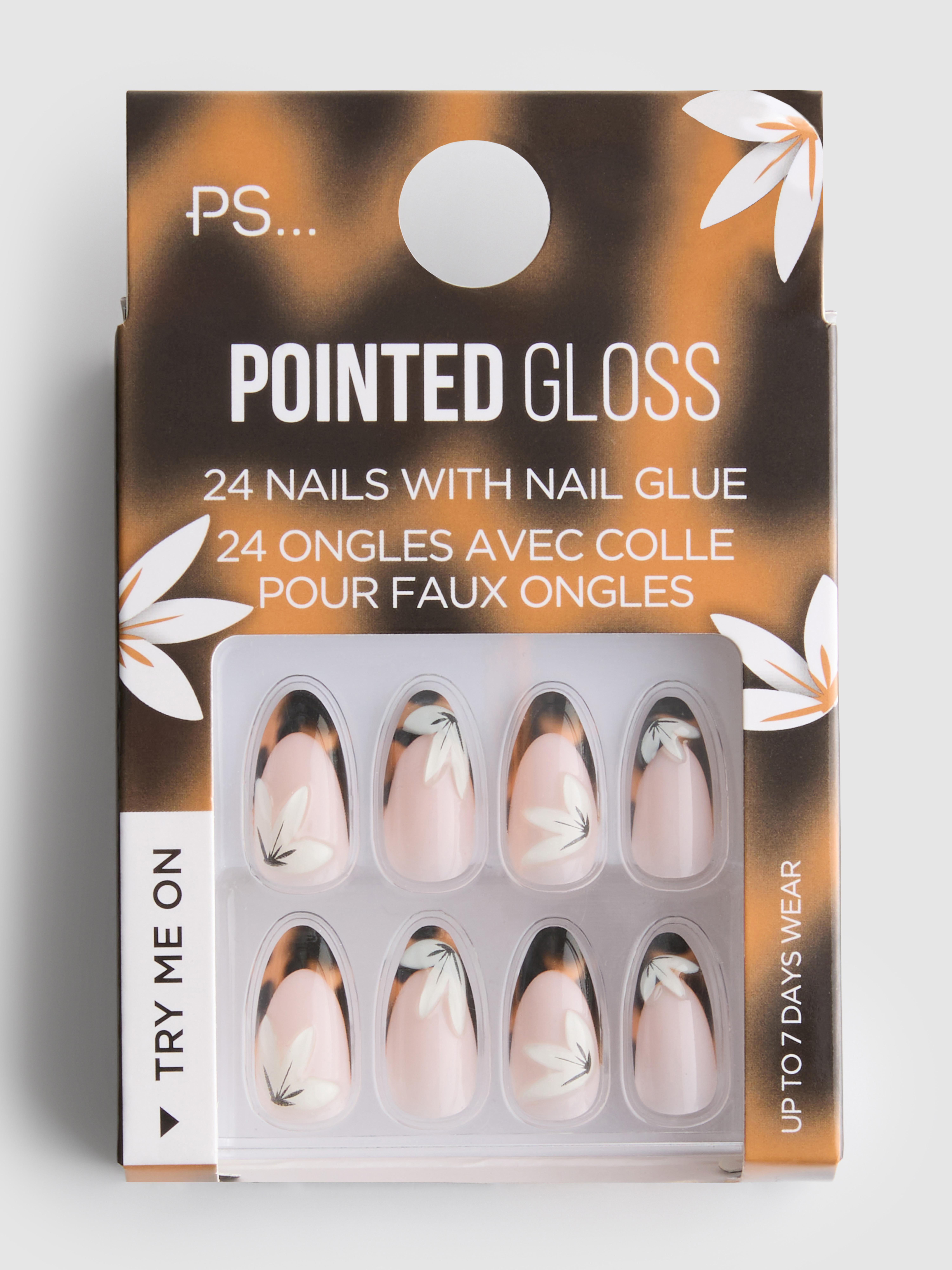 24pk PS... Pointed Floral False Nails