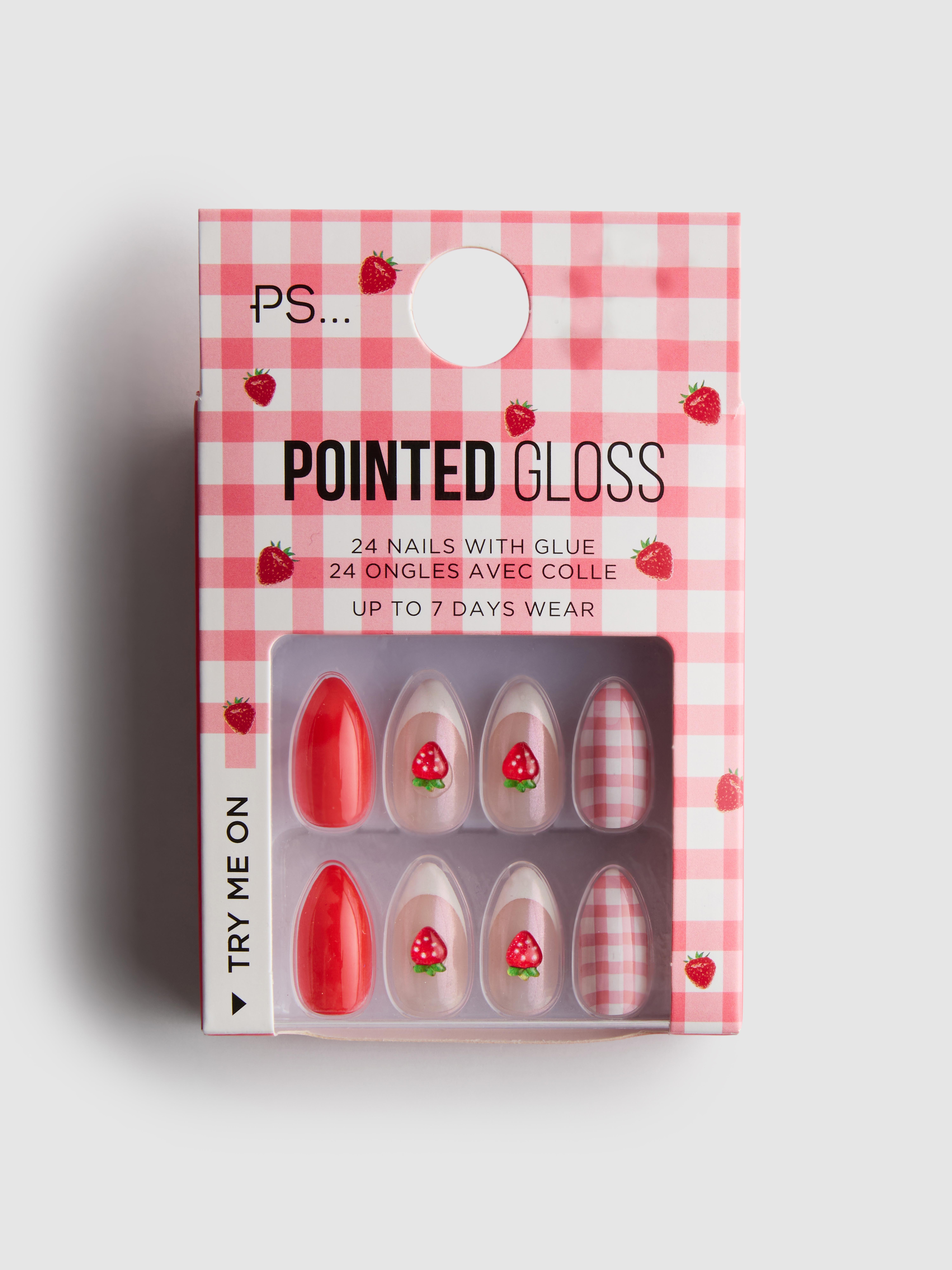 24pk PS...Strawberry Gingham False Nails