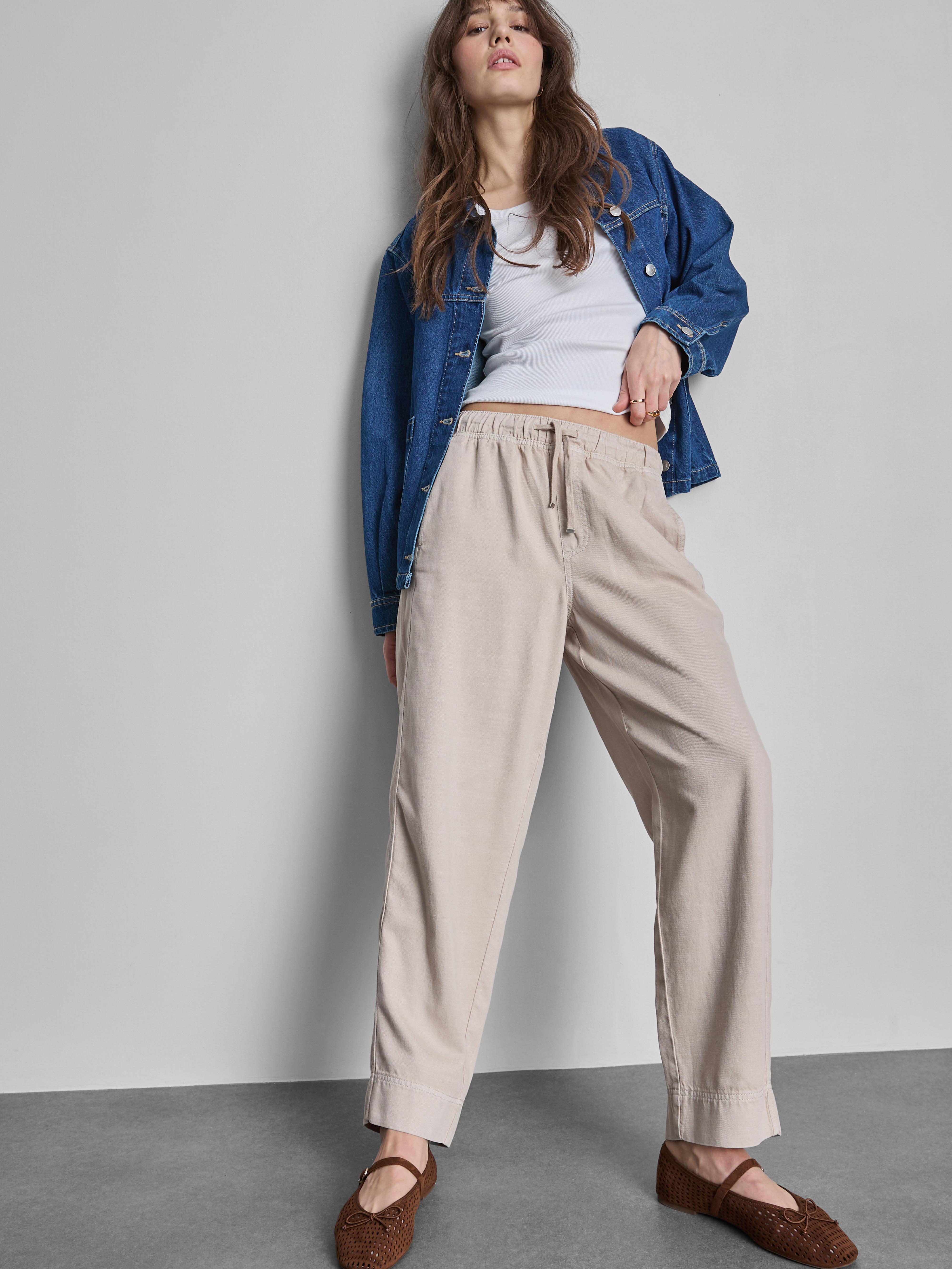 Pantaloni Donna Cotone Elasticizzato Con Tasche – Casual Skinny Fit, Taglia Unica 160-177cm