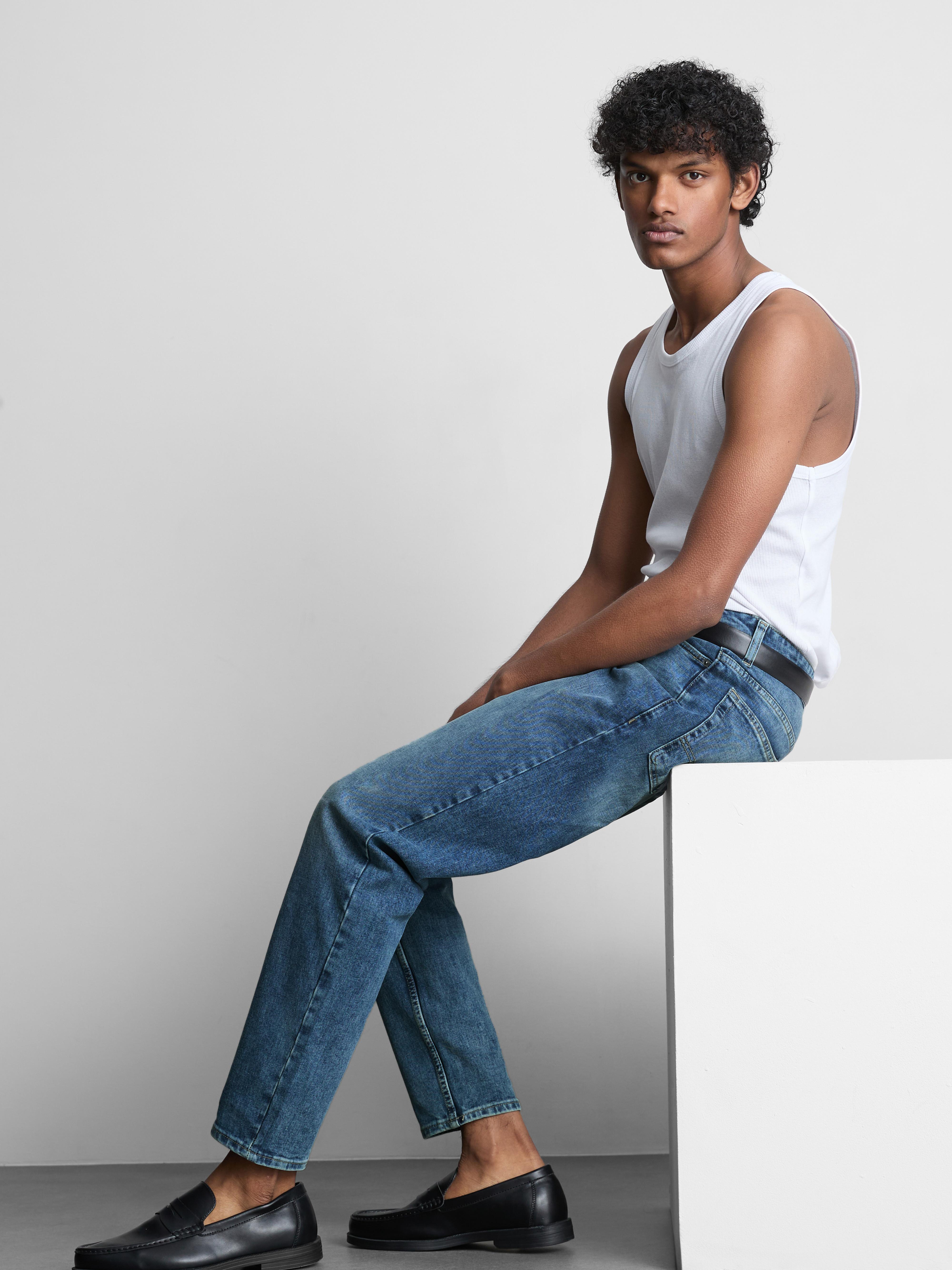 Mid-Rise Slim Fit Jeans Mid Blue