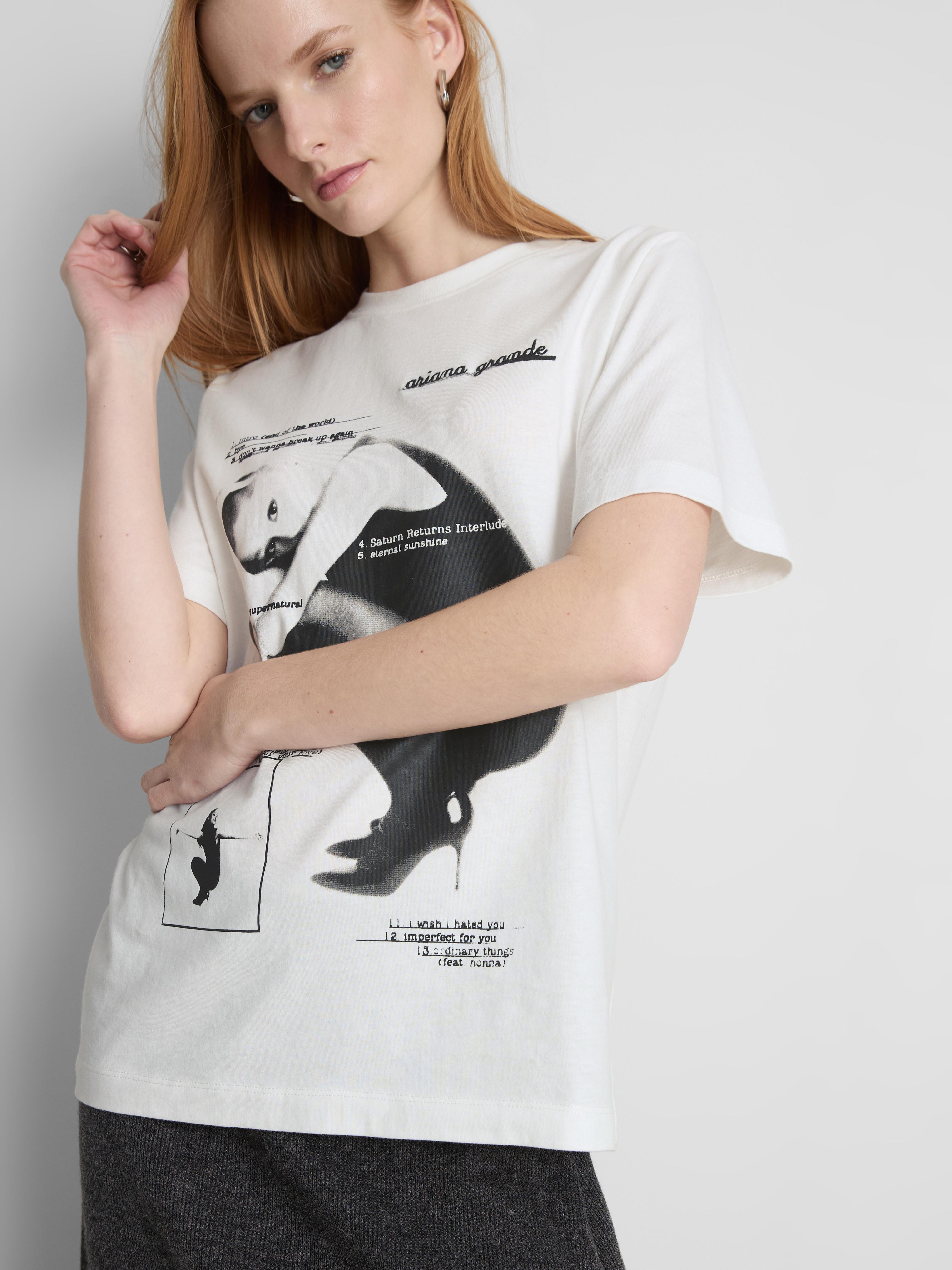 Women's White Ariana Grande Cotton Graphic Tee