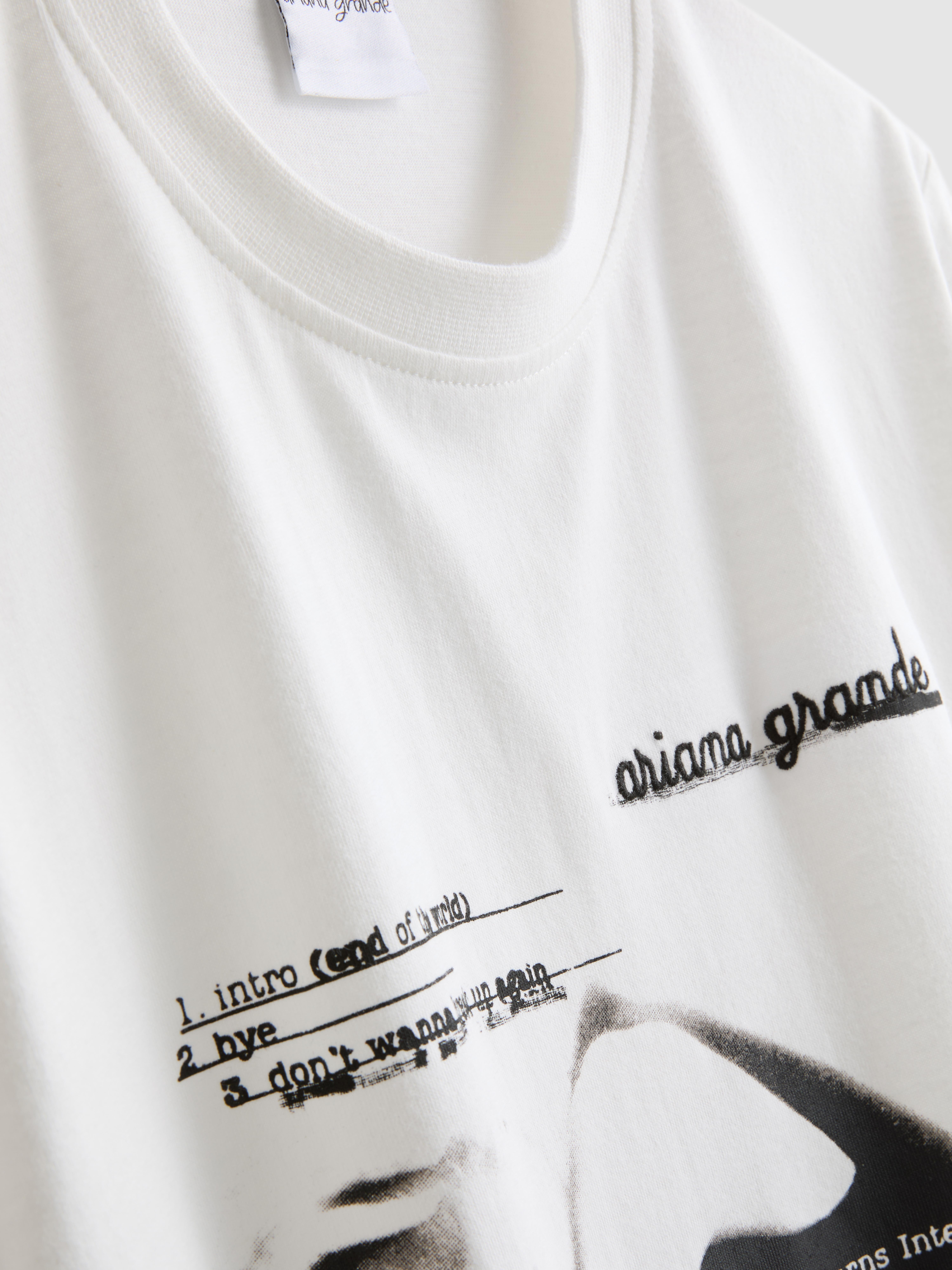 Women's White Ariana Grande Cotton Graphic Tee