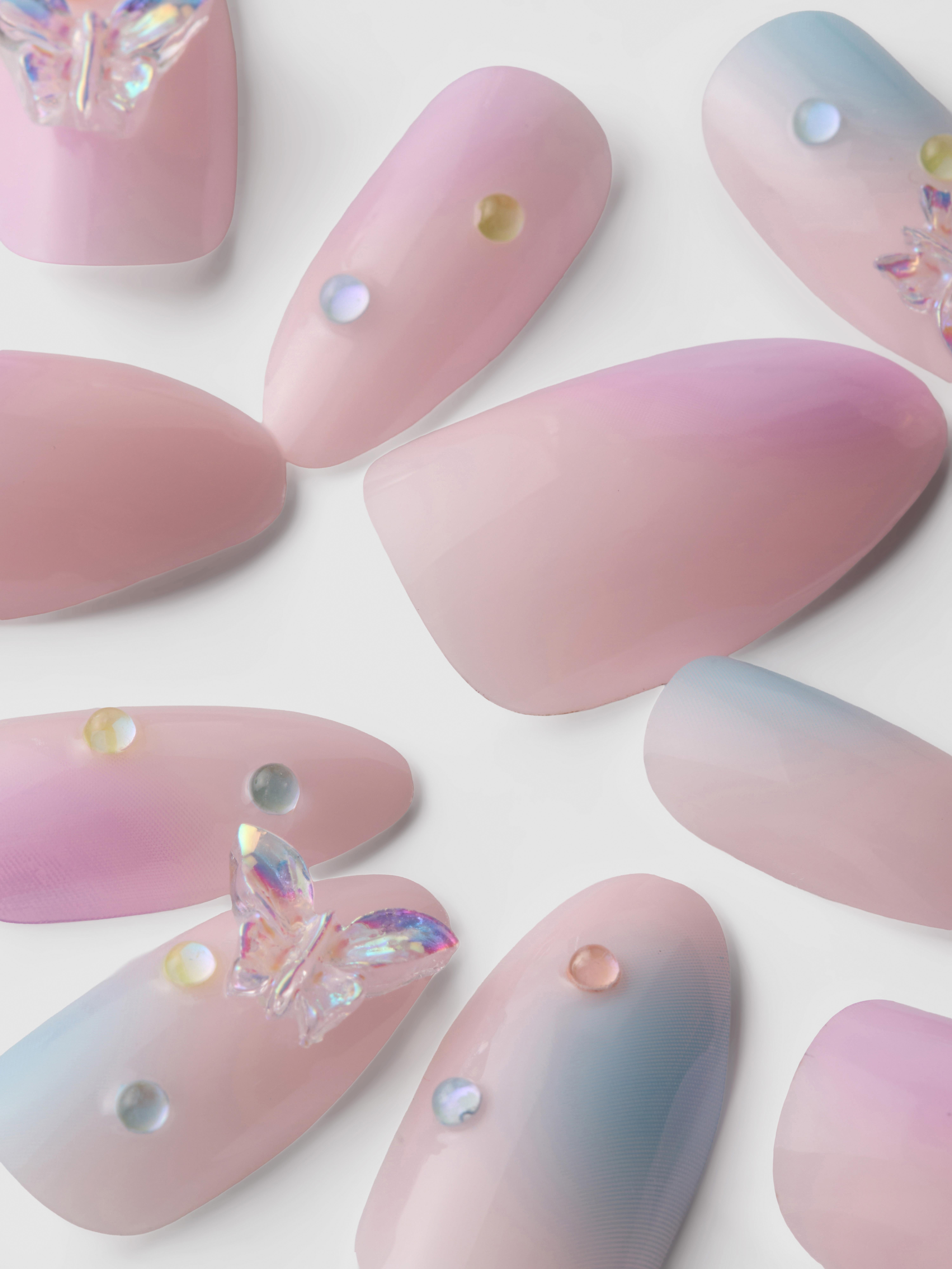 PS... Kunstnagels met vlinders, set van 24