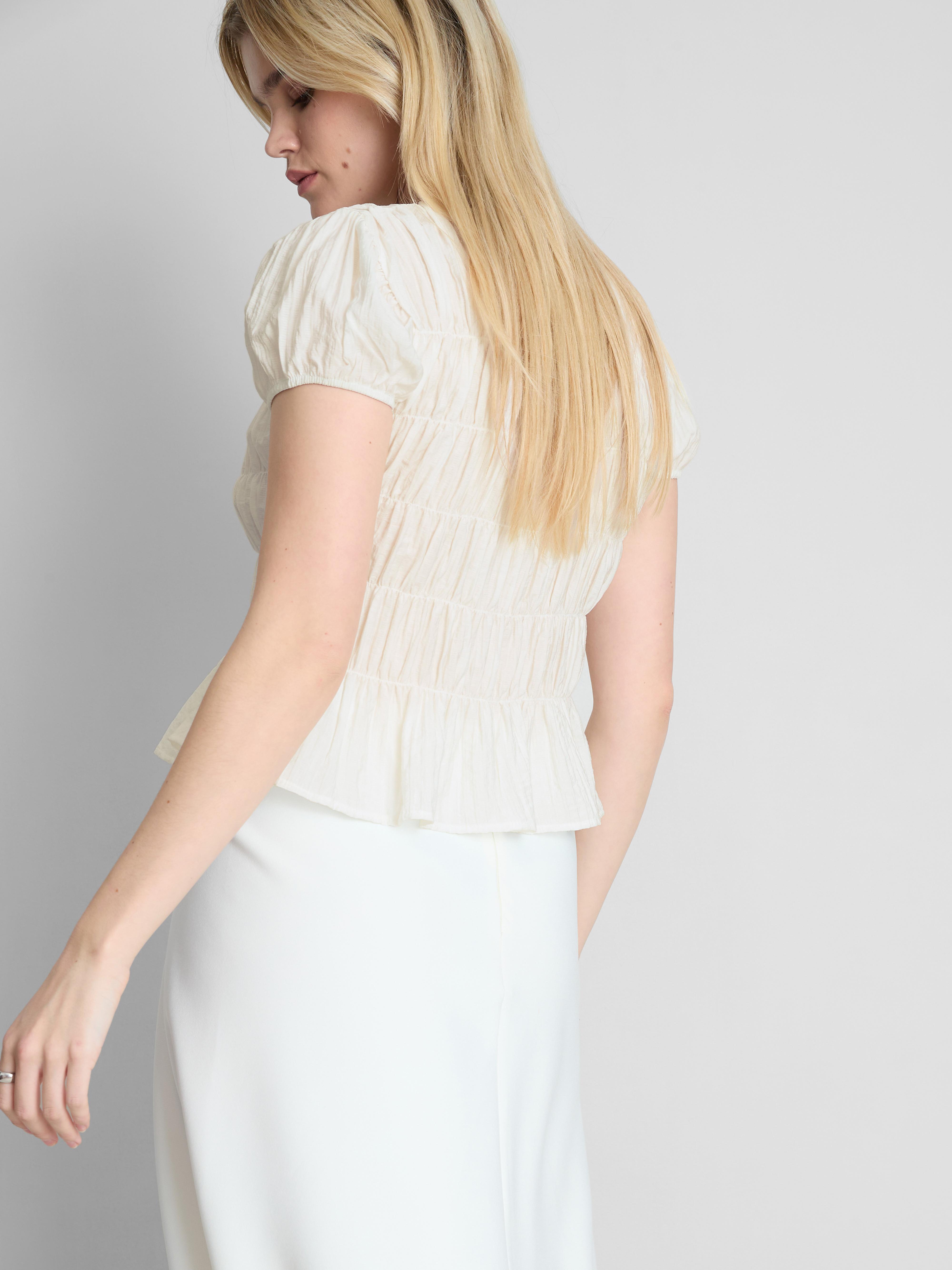 Shirred Short-Sleeve Top