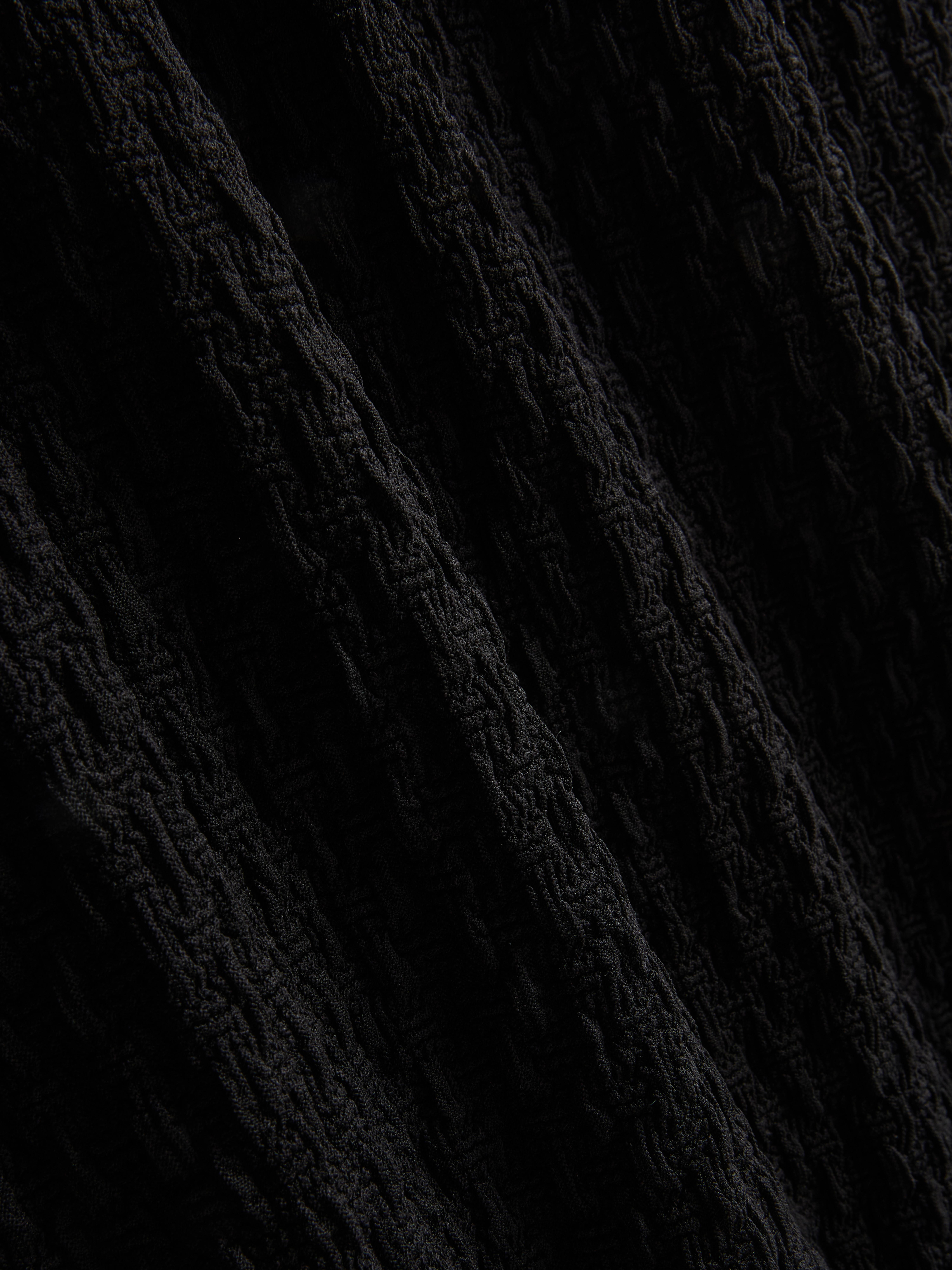 Women's Black Long-Sleeve Textured Midi Dress