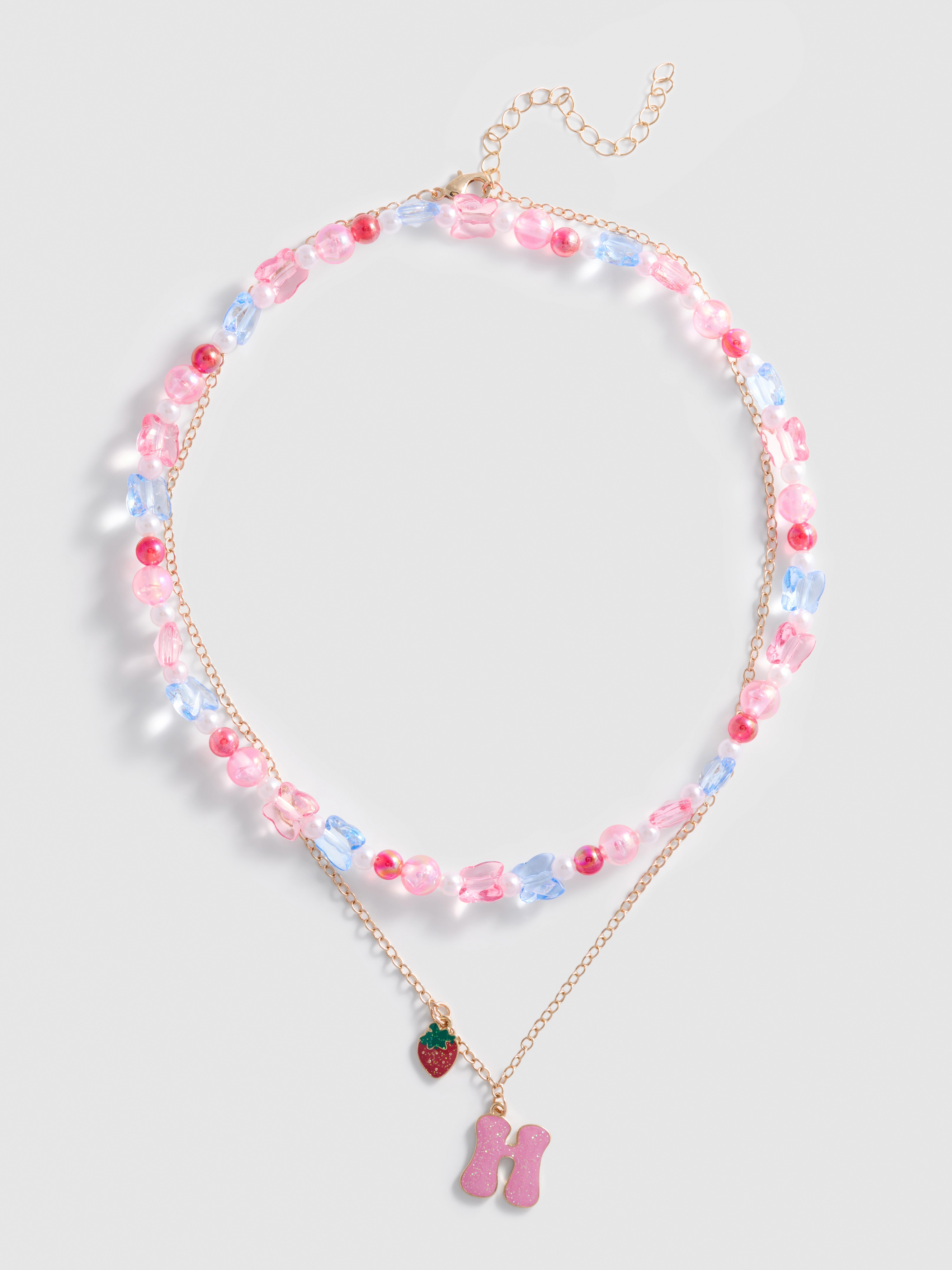 Beaded Charm Initial Necklace