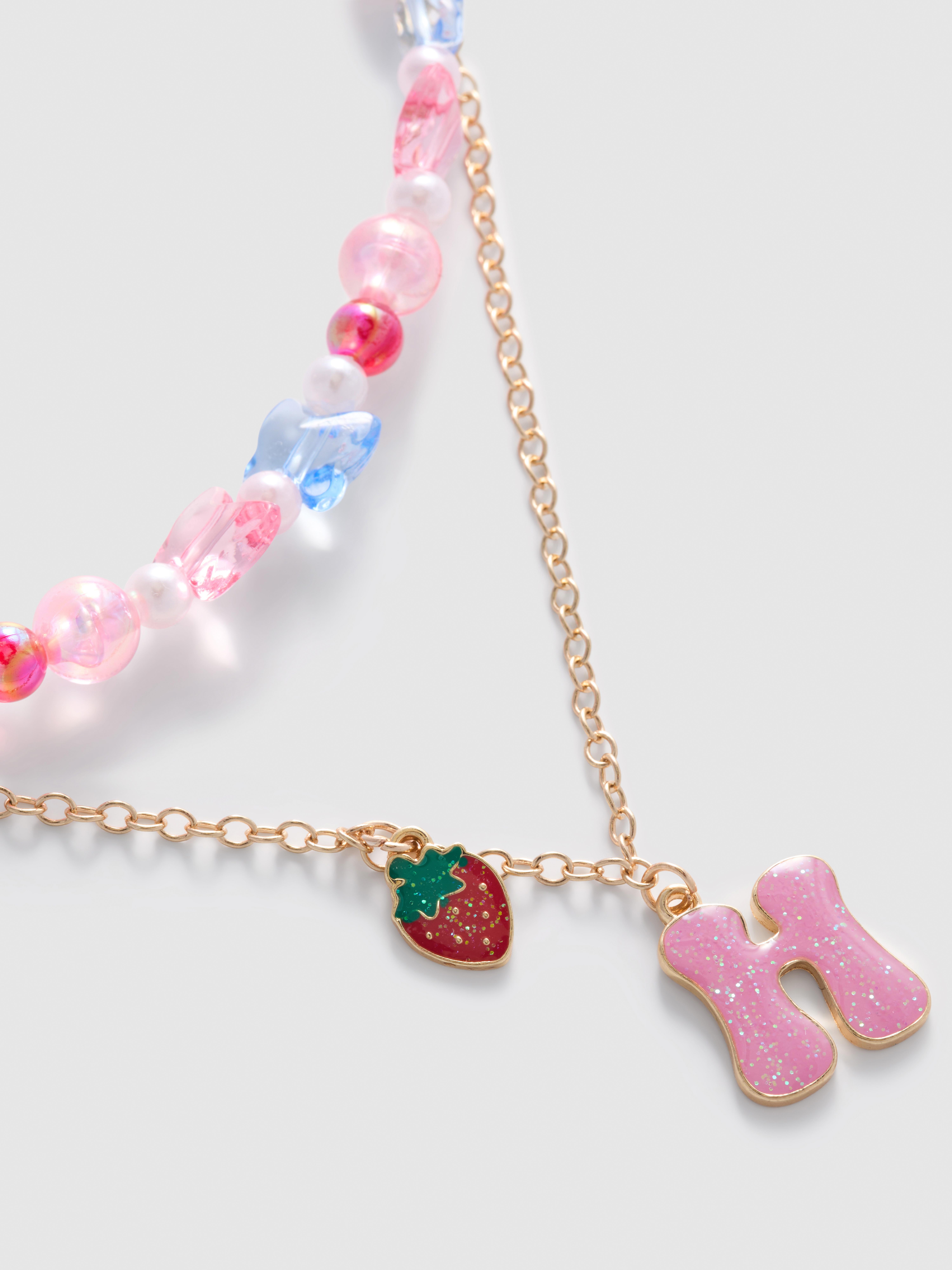 Beaded Charm Initial Necklace