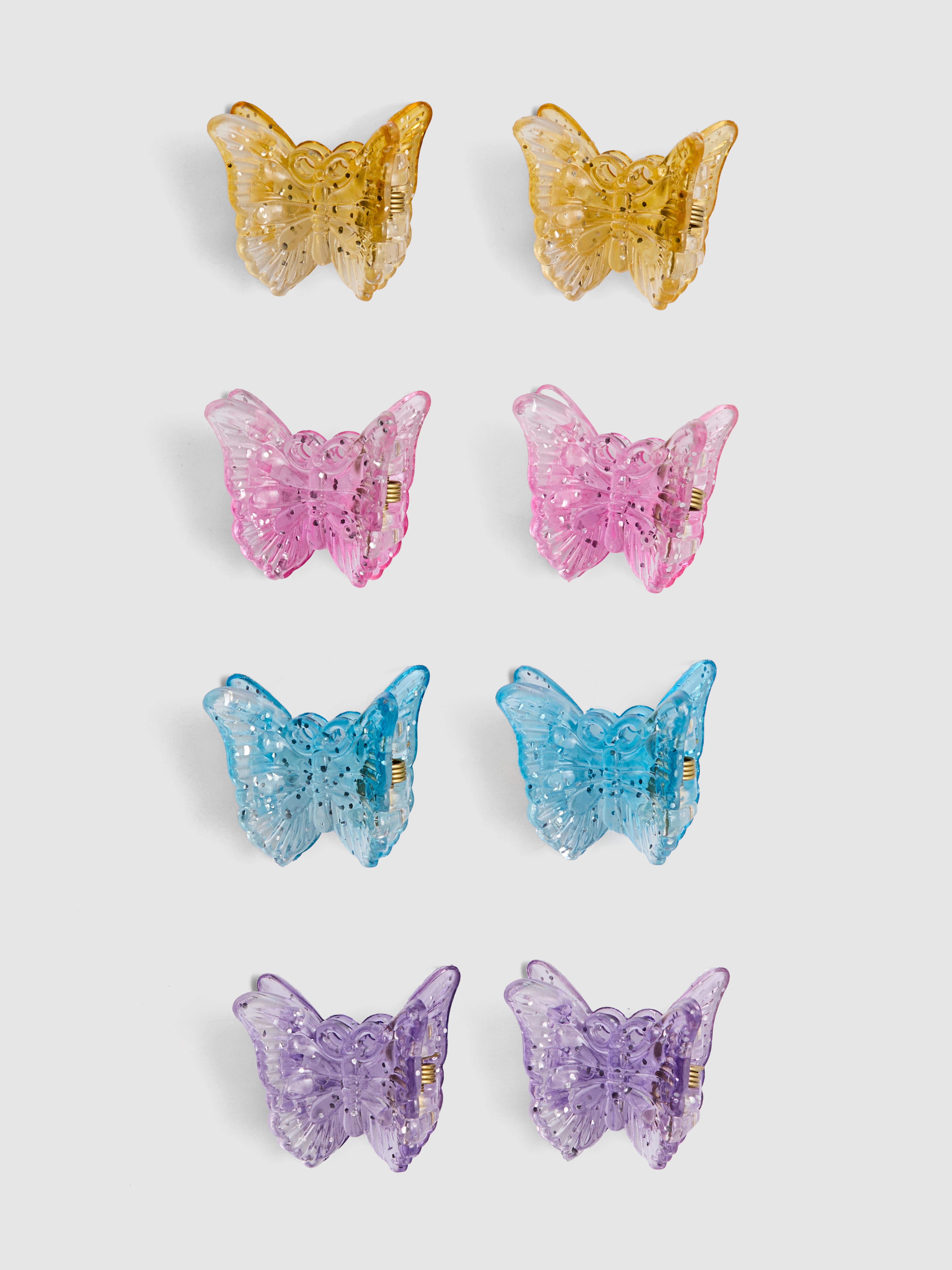 8pk Glitter Butterfly Claw Clips