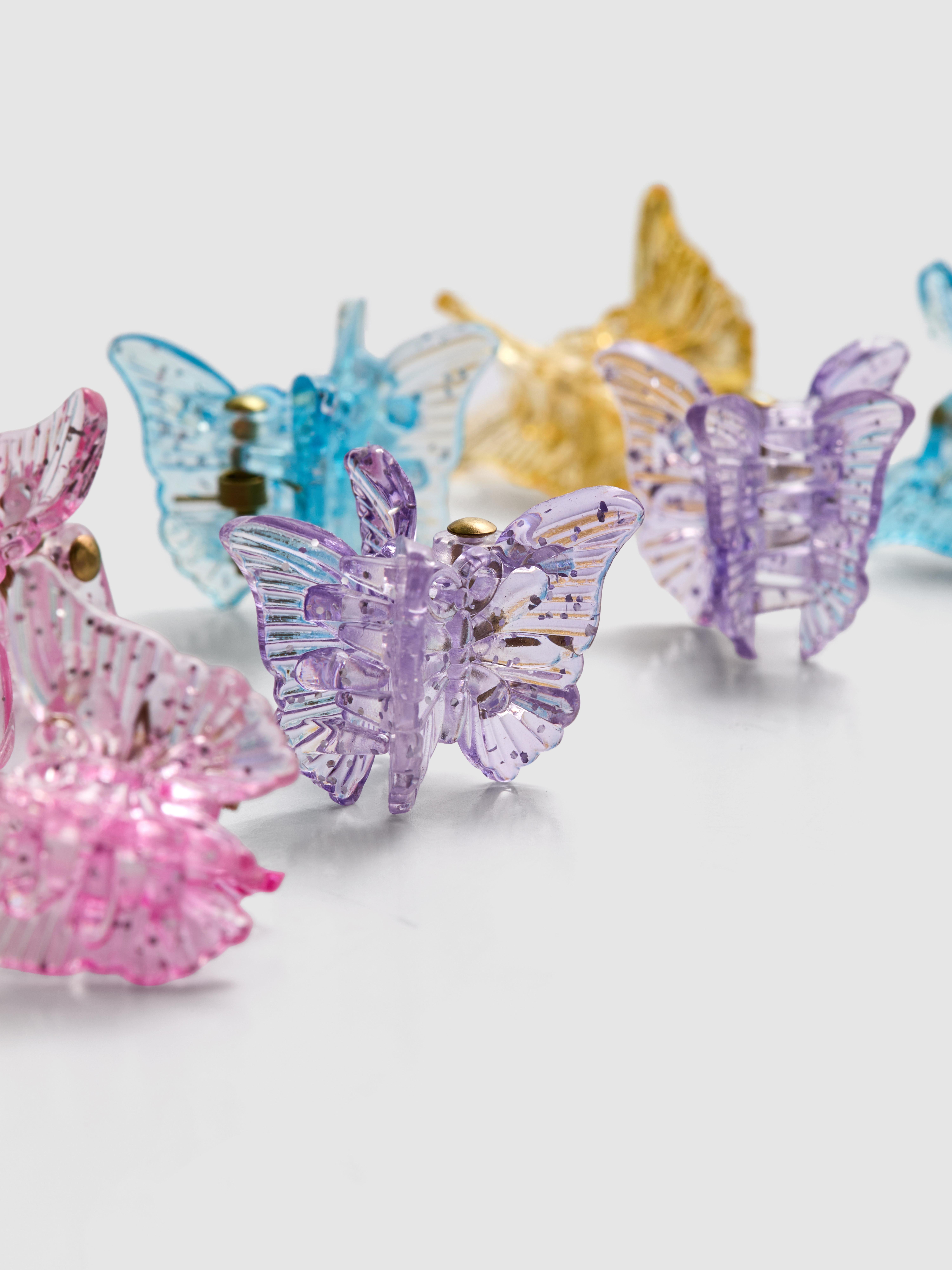 8pk Glitter Butterfly Claw Clips