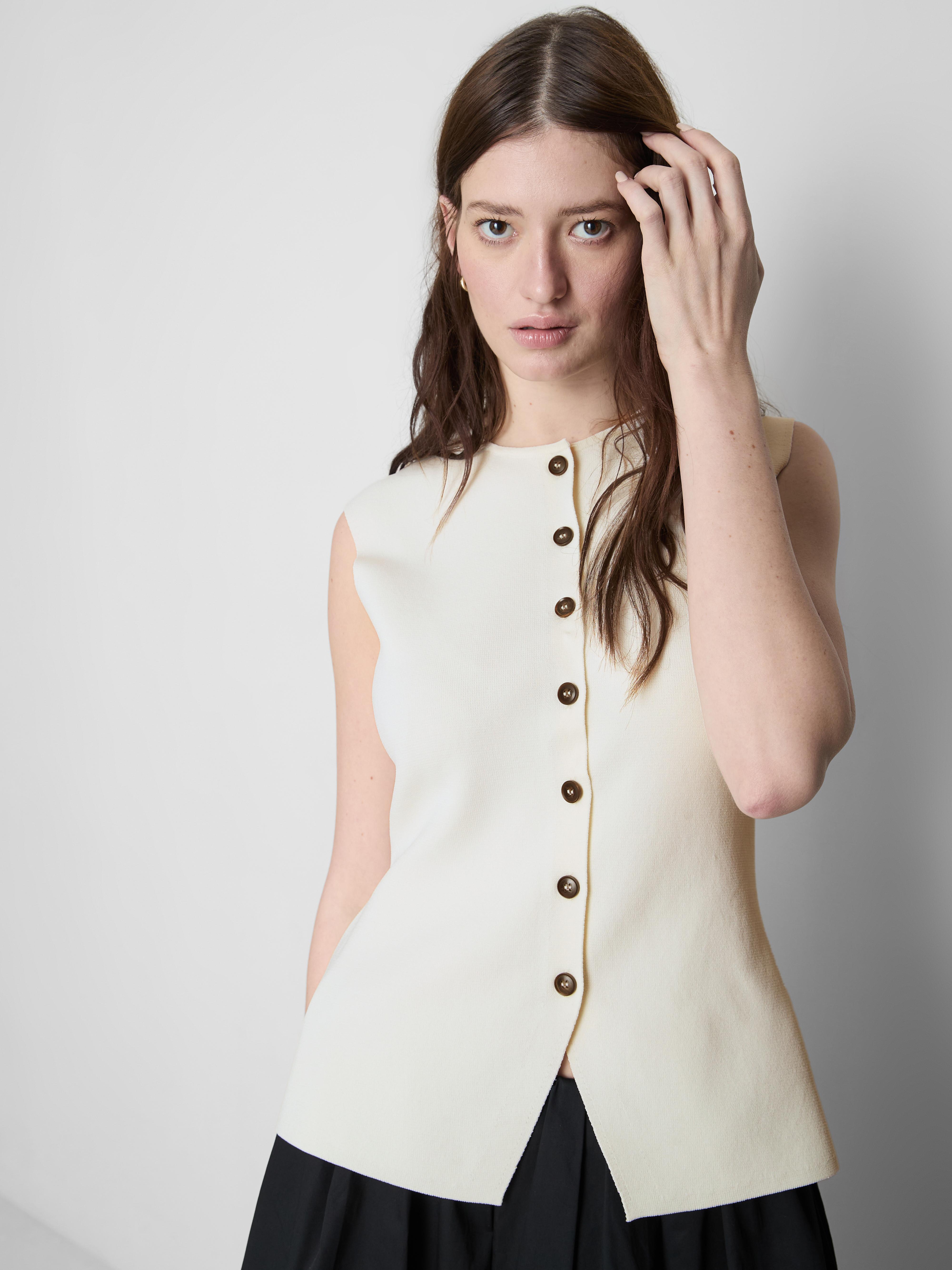 The Edit Knitted Button-Through Tank Top