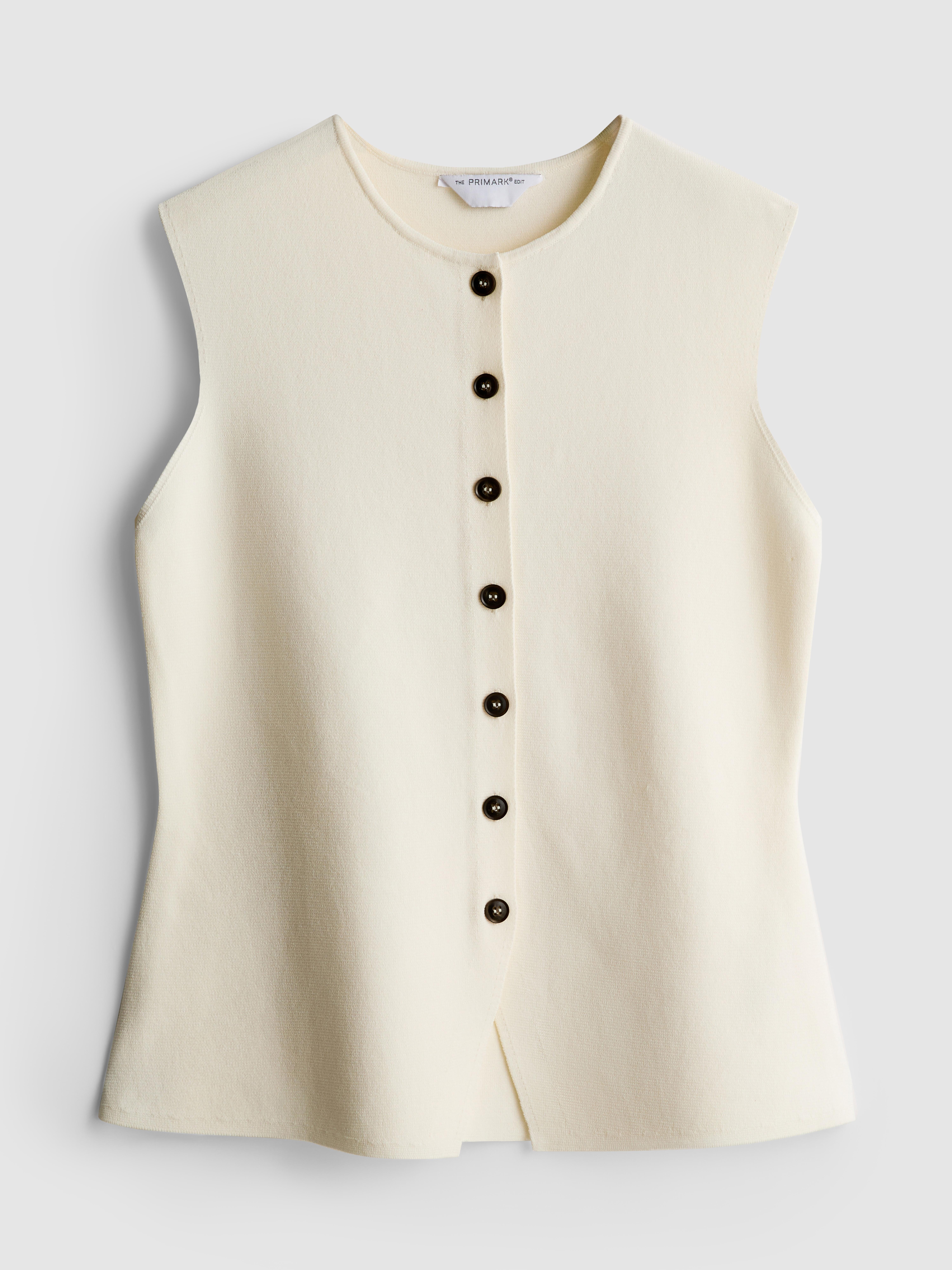 The Edit Knitted Button-Through Tank Top