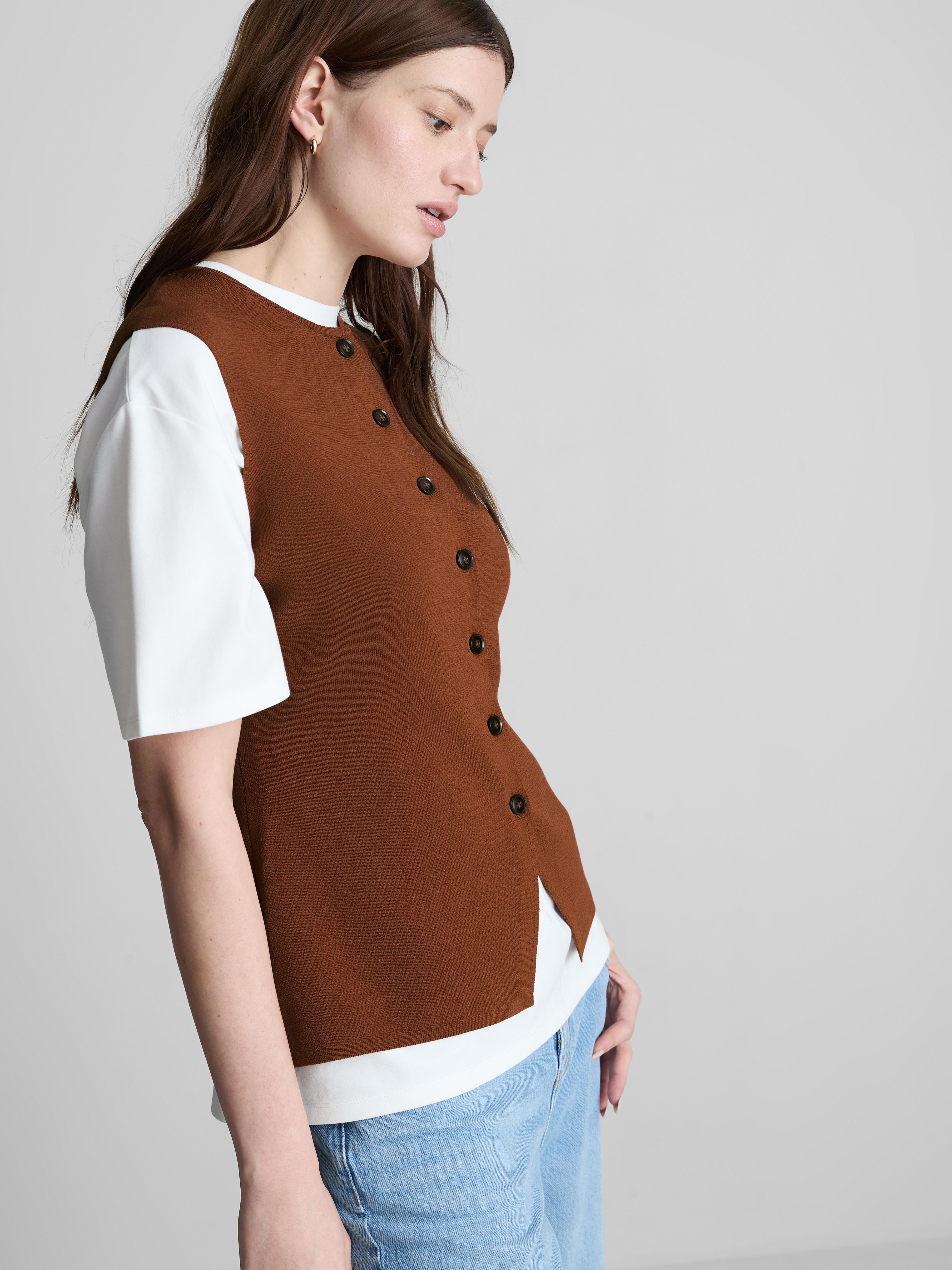 The Edit Knitted Button Through Tank Top