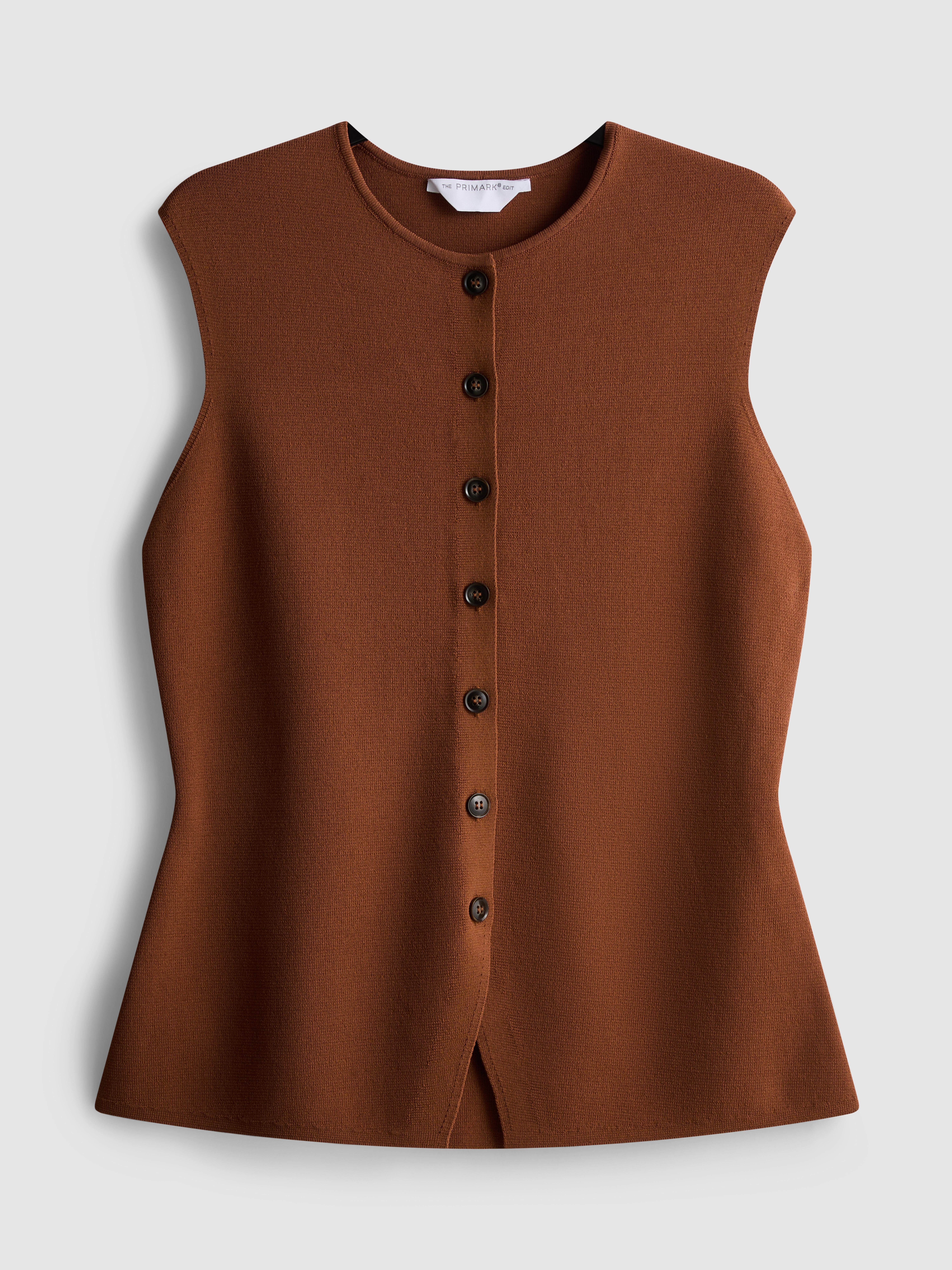 The Edit Knitted Button Through Tank Top