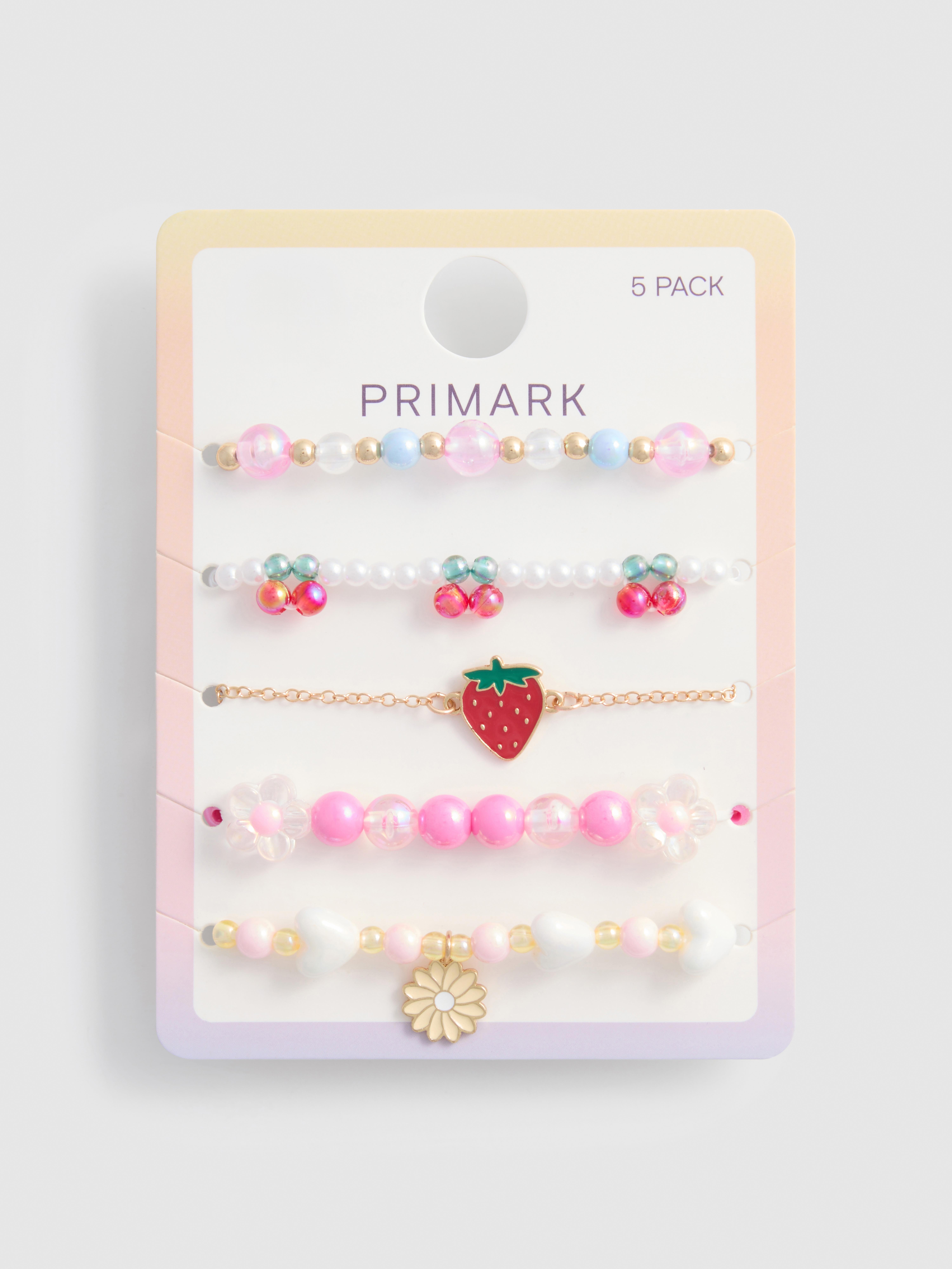 5 braccialetti con perline