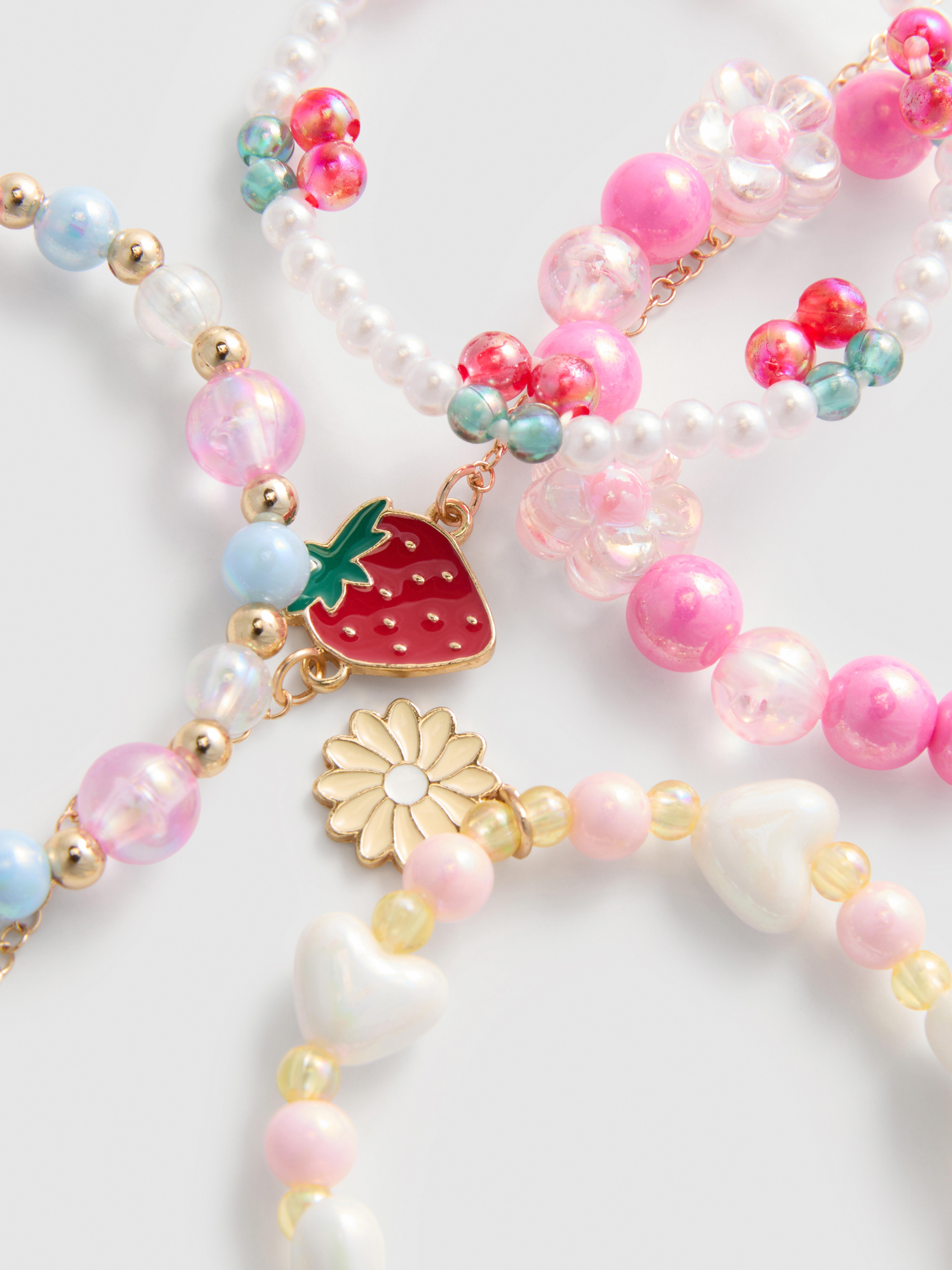5 braccialetti con perline