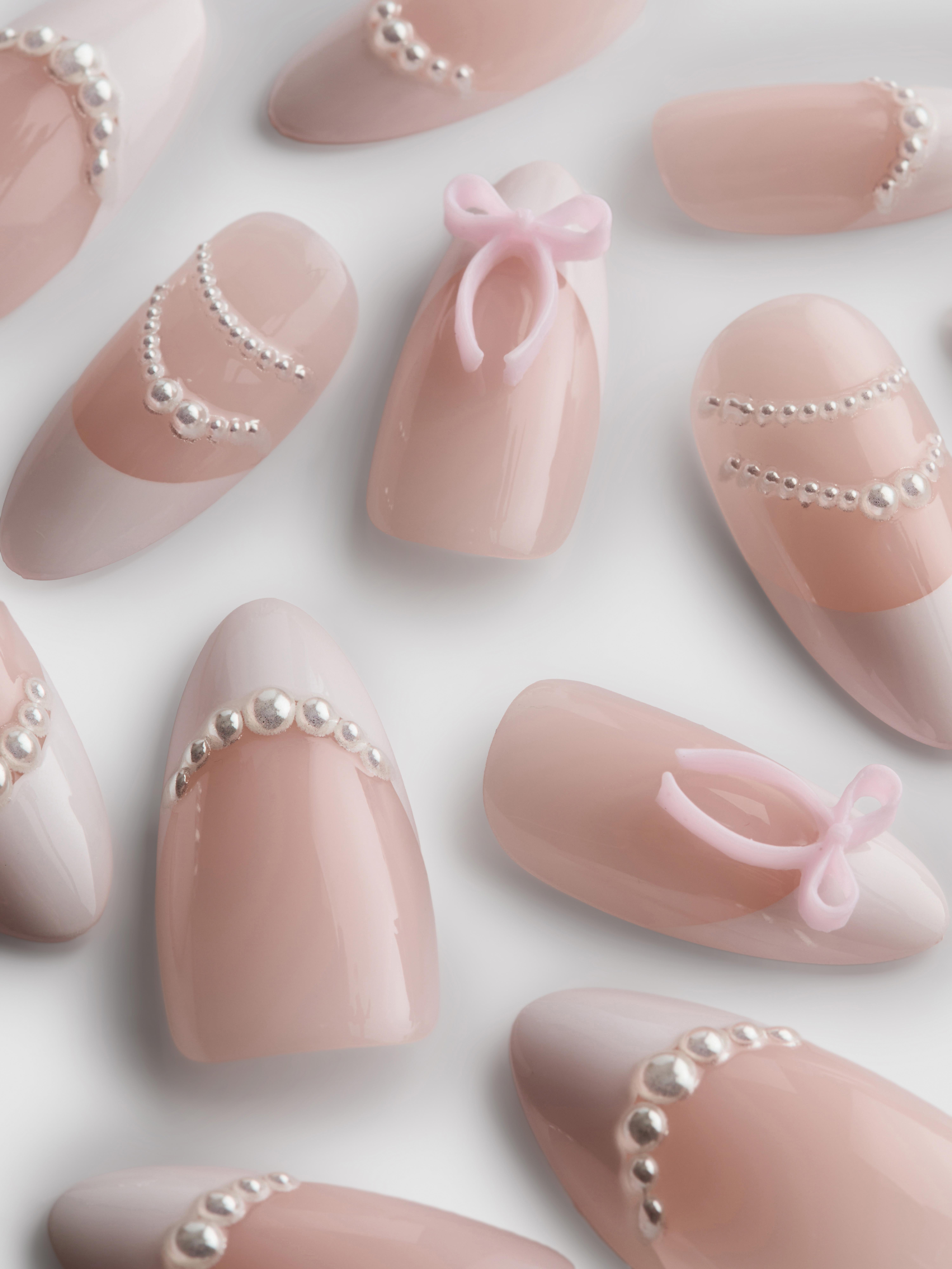 PS... Pro Pointed French Tip Gel Effect False Nails