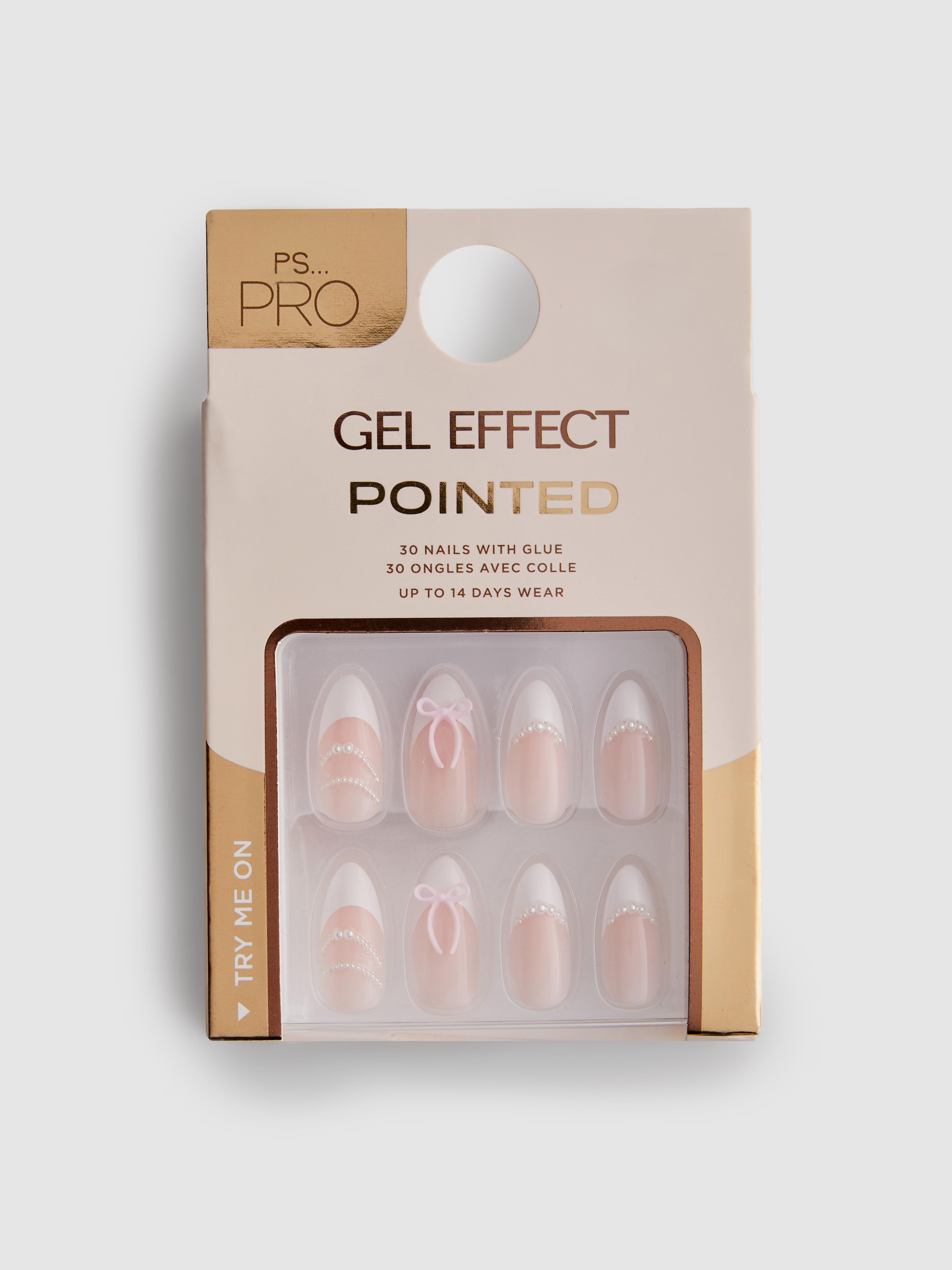 PS... Pro Pointed French Tip Gel Effect False Nails