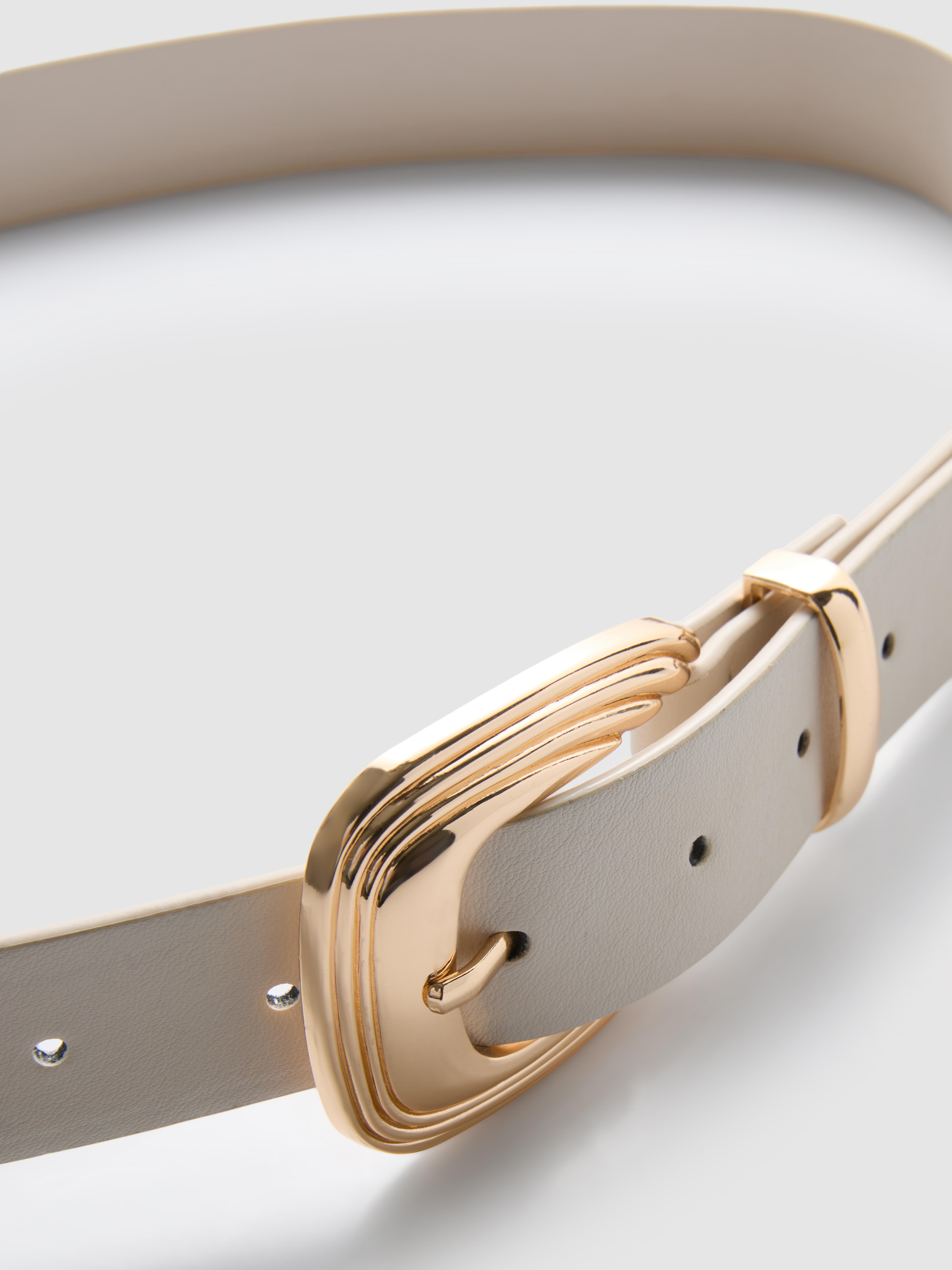 Women's Ivory Textured Buckle Belt