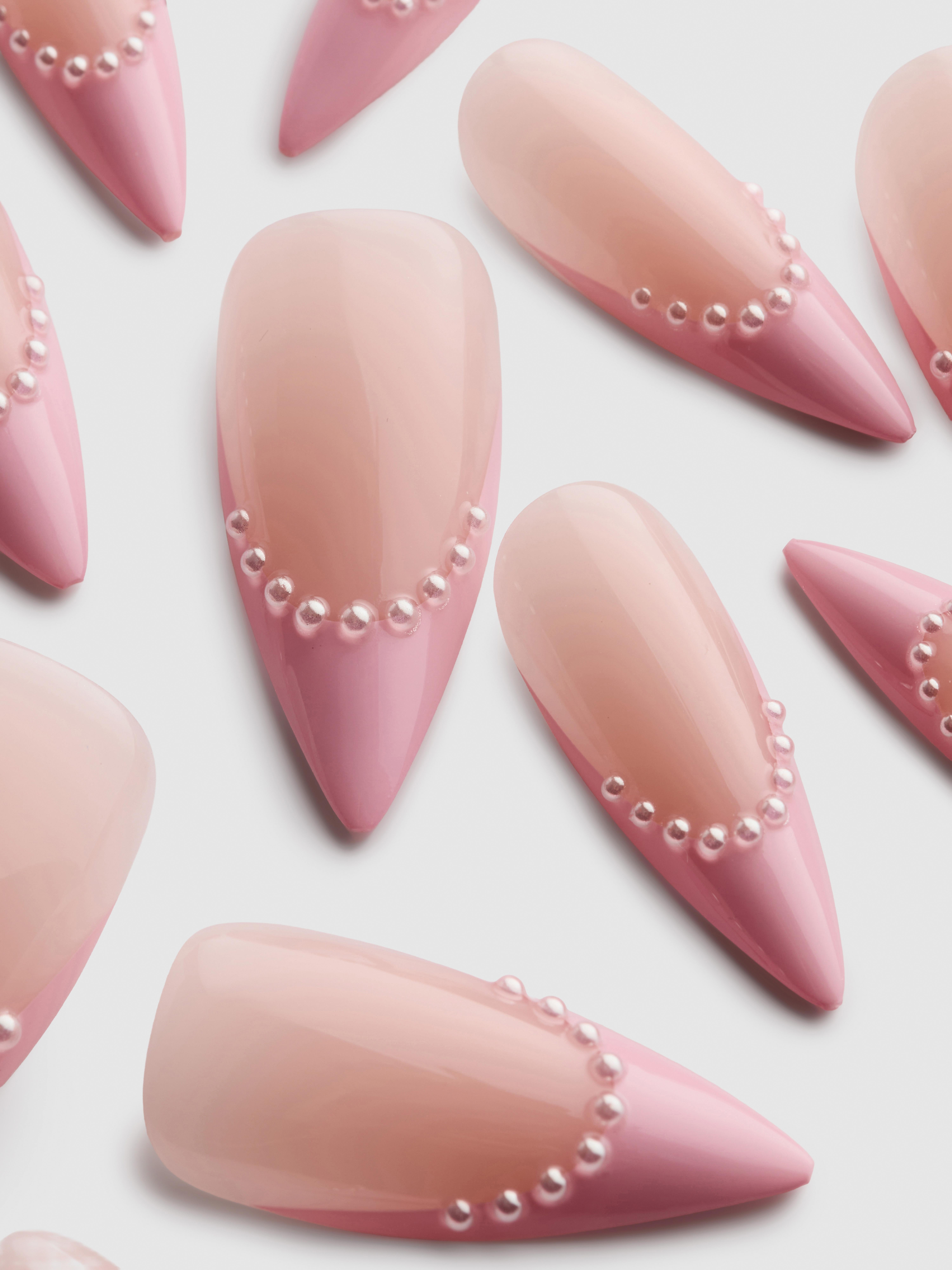 PS... Pro Long Stiletto Faux Pearl Gel Effect False Nails