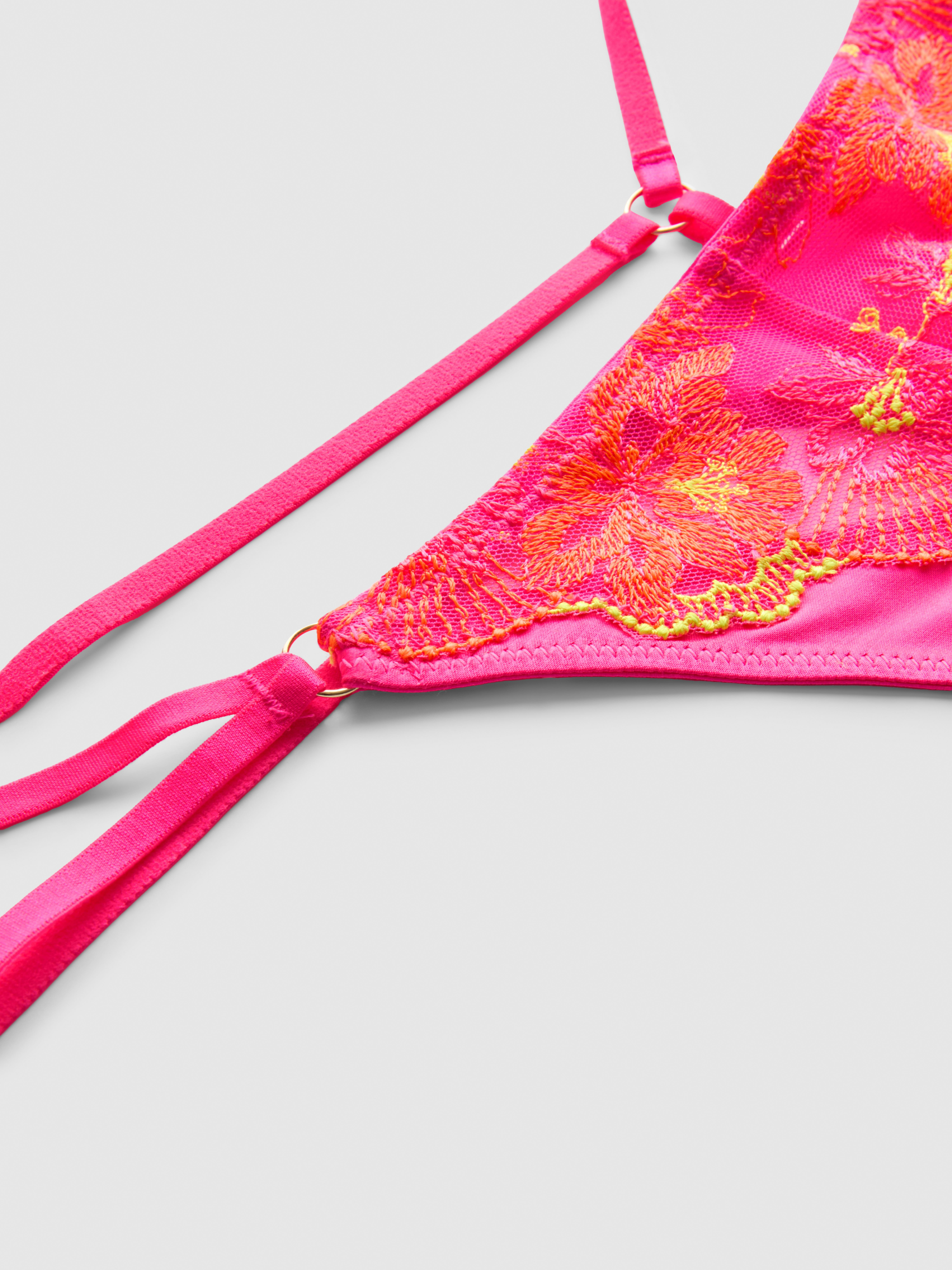 Floral Embroidered G-String Thong