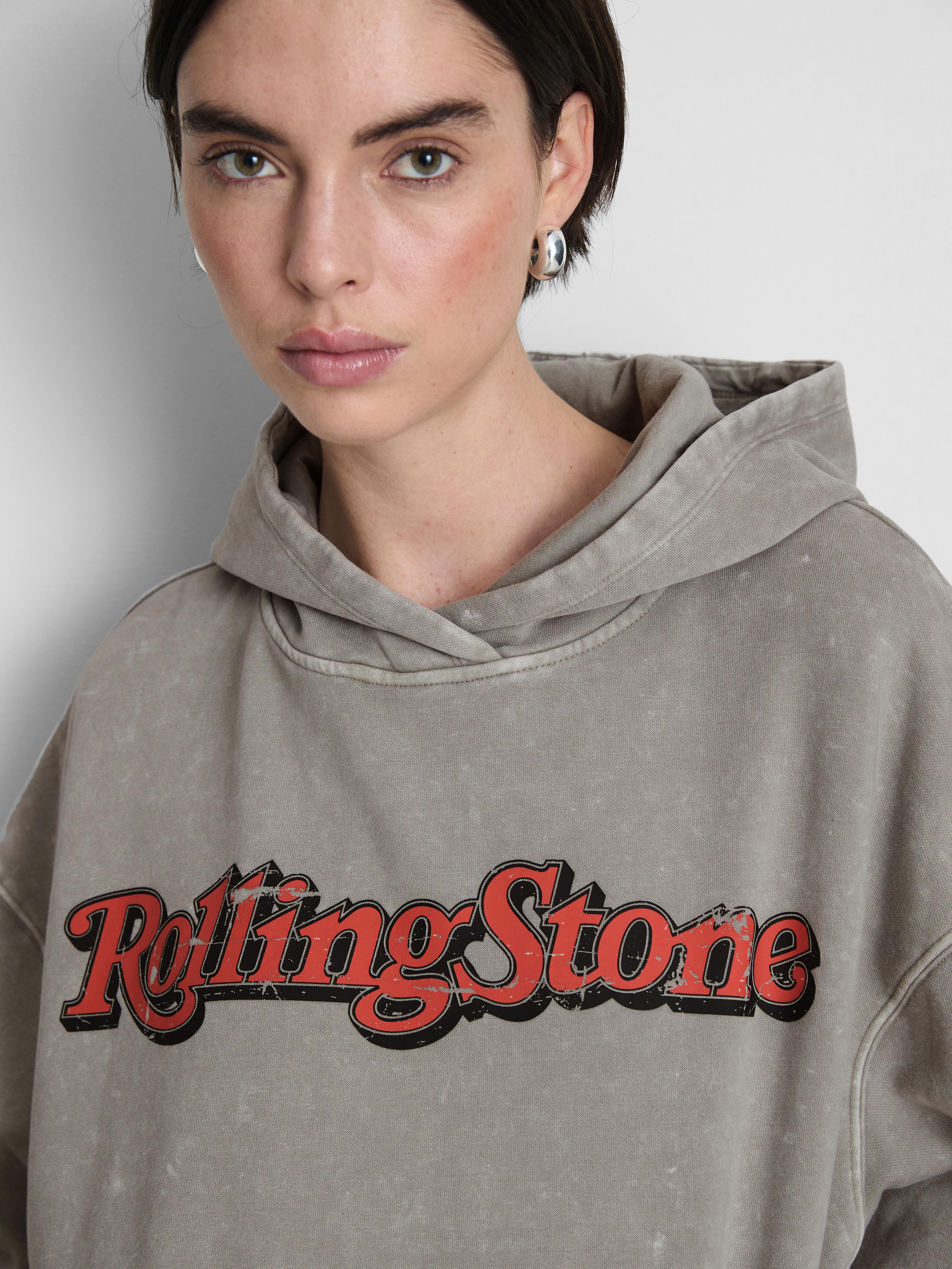 The Rolling Stones Cotton Rich Washed Oversized Hoodie