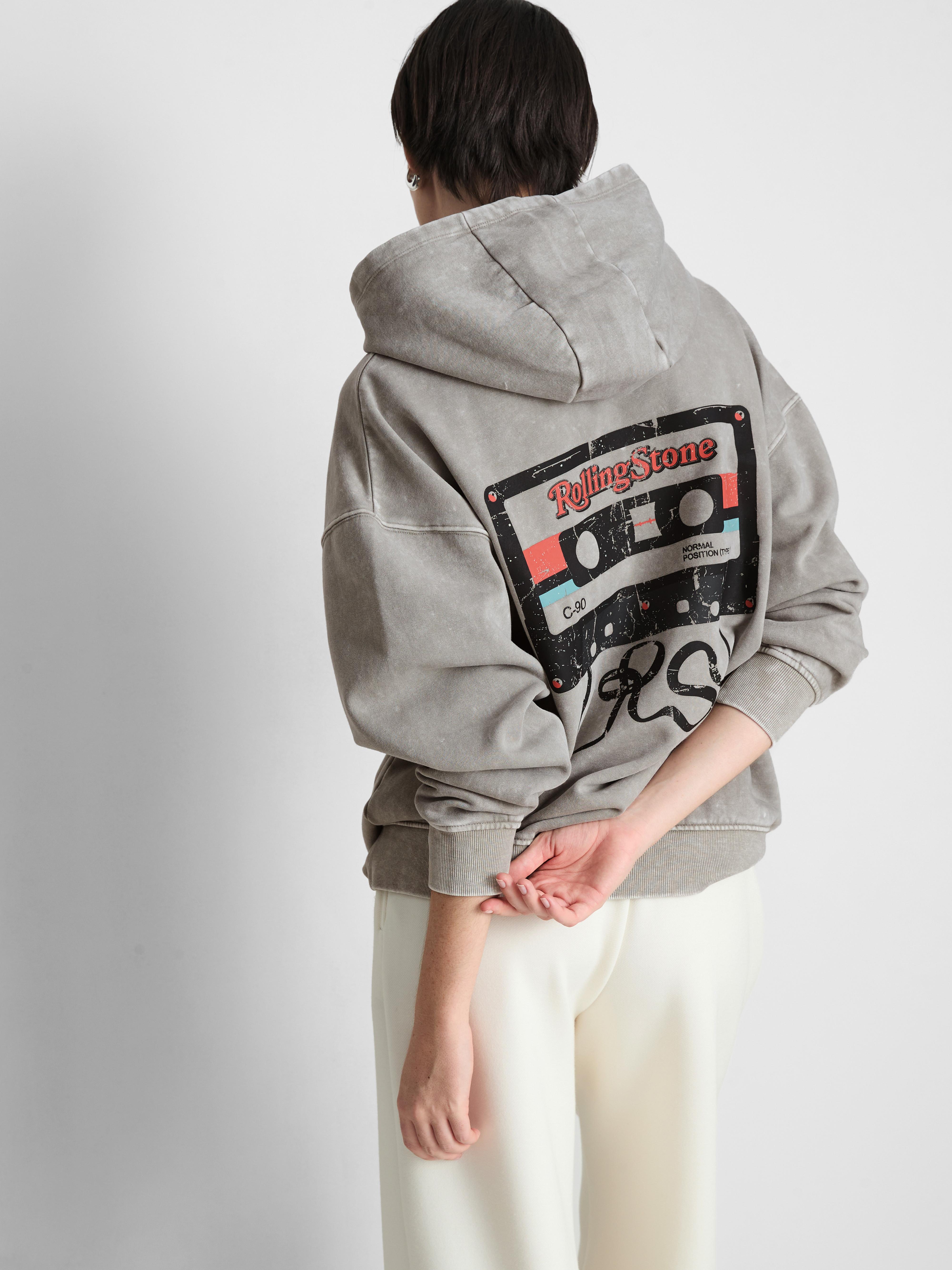 The Rolling Stones Cotton Rich Washed Oversized Hoodie