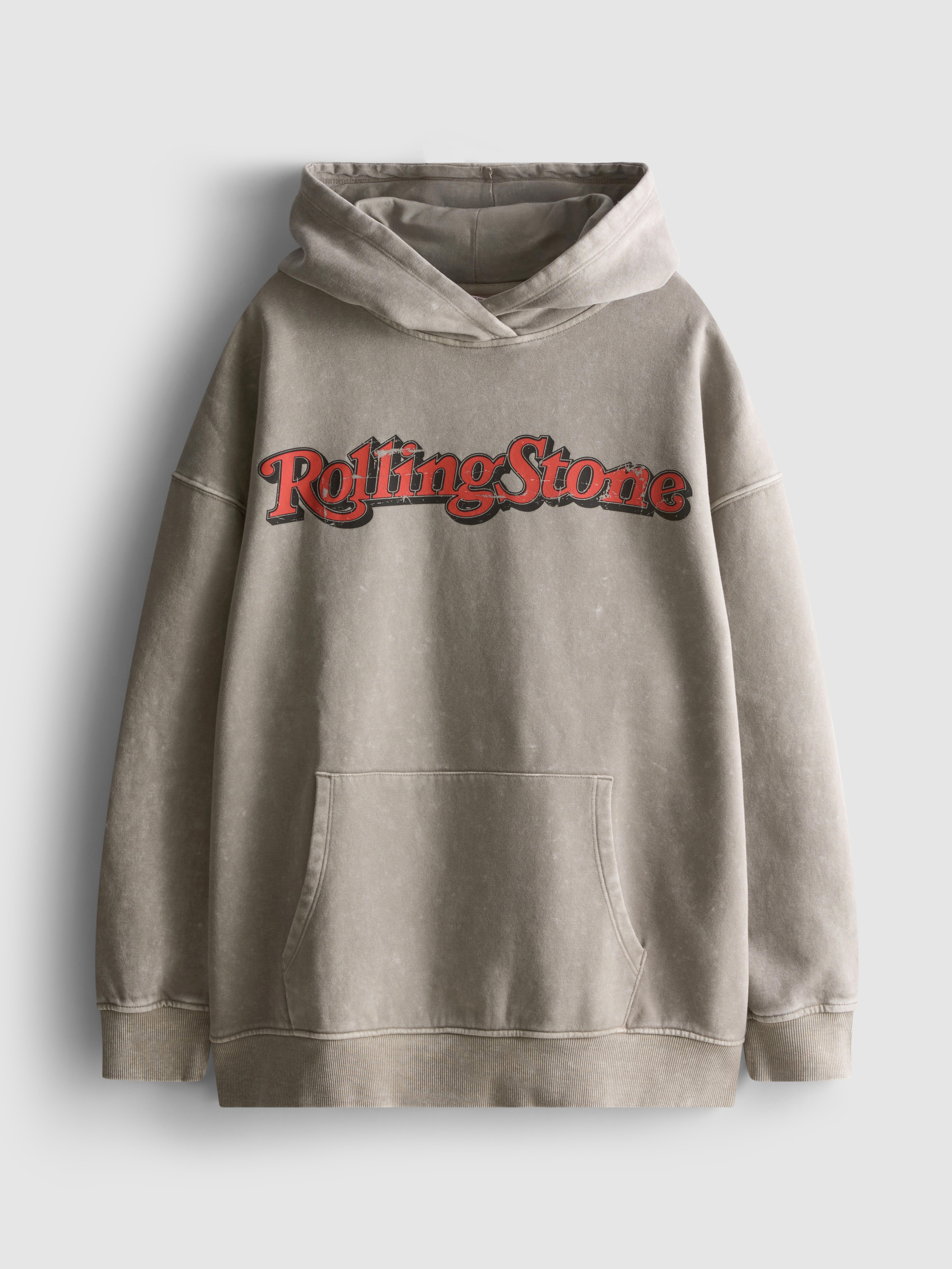 Sweat à capuche oversize en coton délavé The Rolling Stones