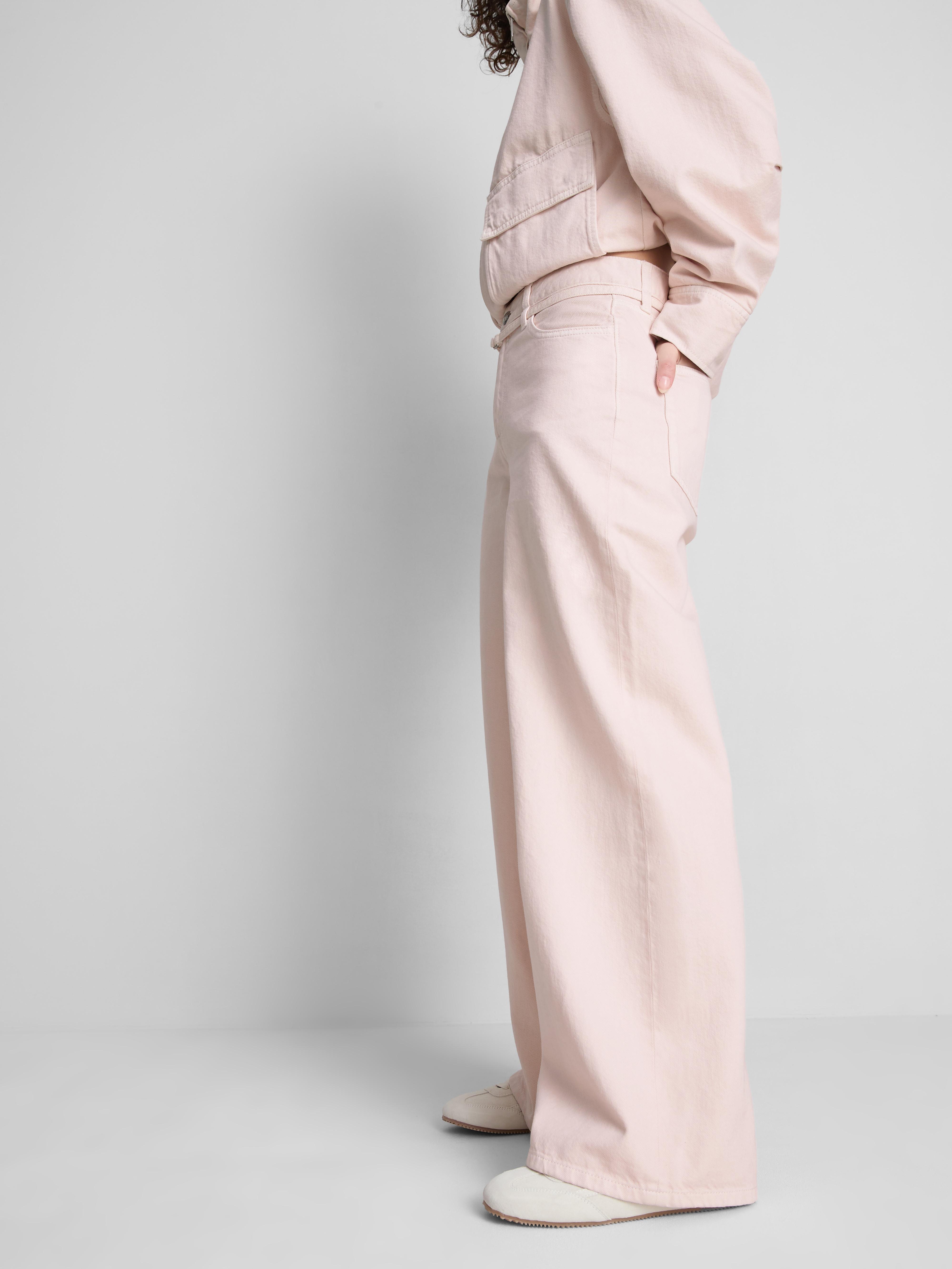 Cotton Denim Belted Wide-Leg Jeans