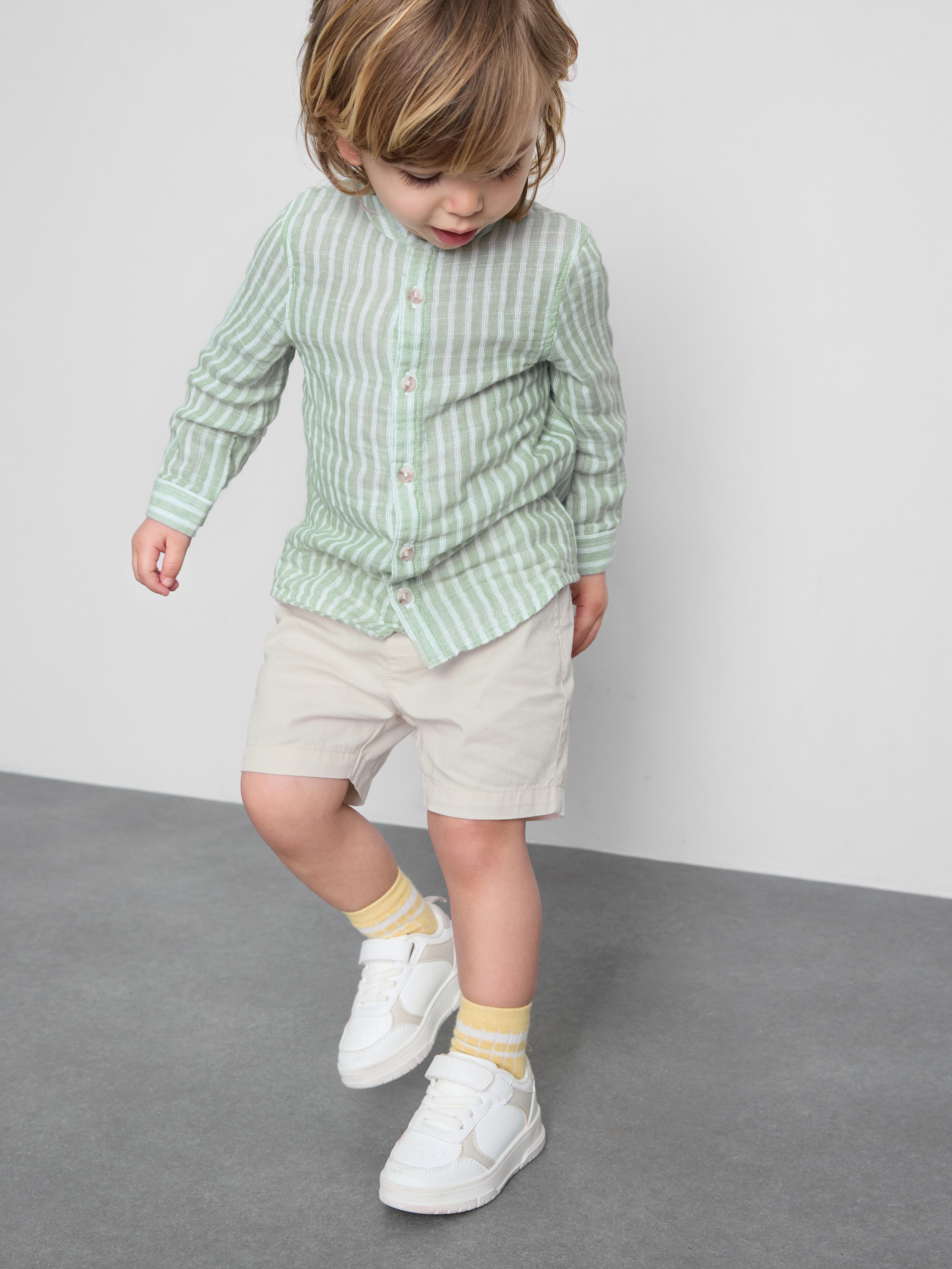 0-36mths | Band Collar Shirt and Shorts Set