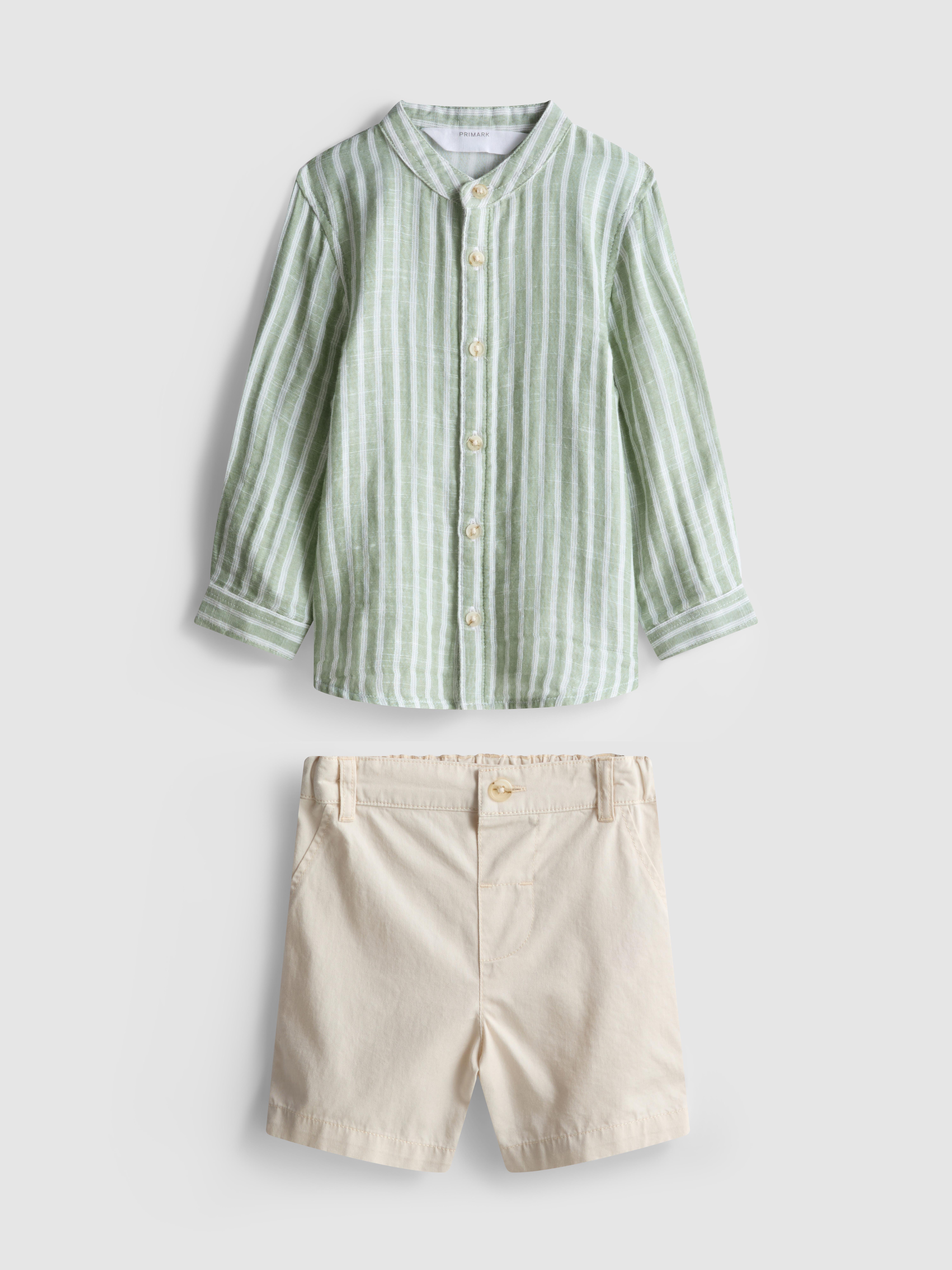 0-36mths | Band Collar Shirt and Shorts Set