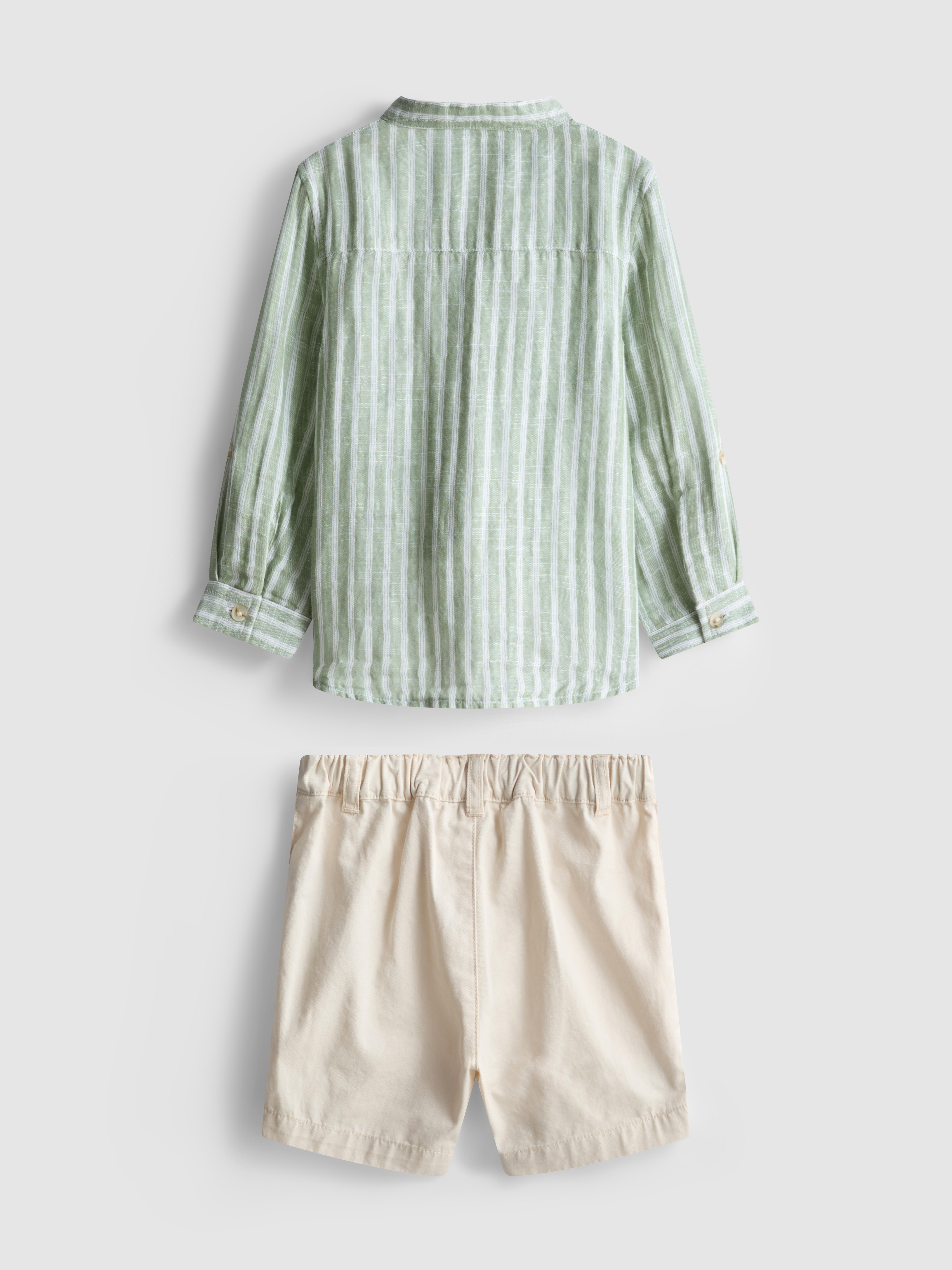 0-36mths | Band Collar Shirt and Shorts Set