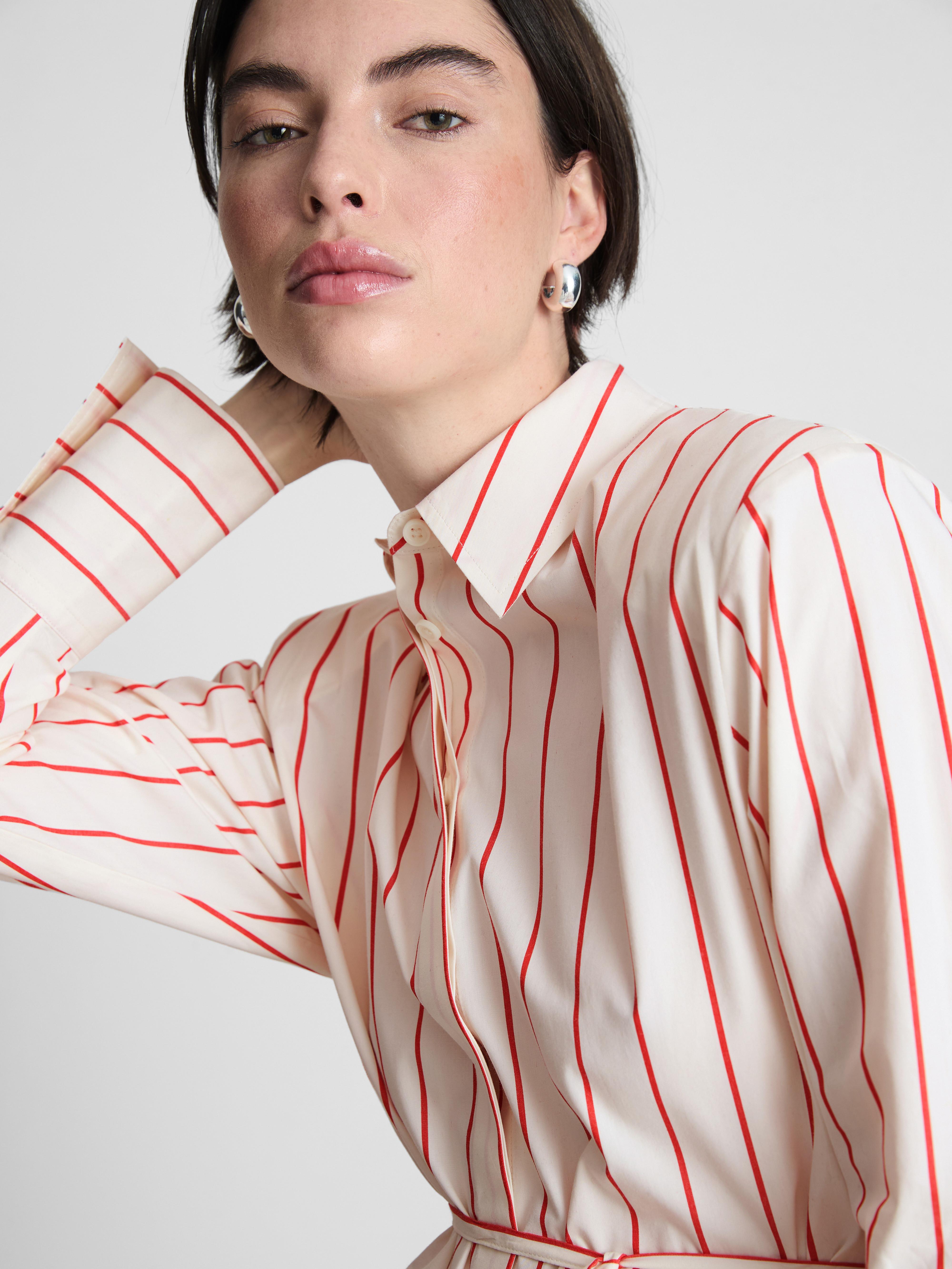 Cotton Poplin Tie Waist Shirt