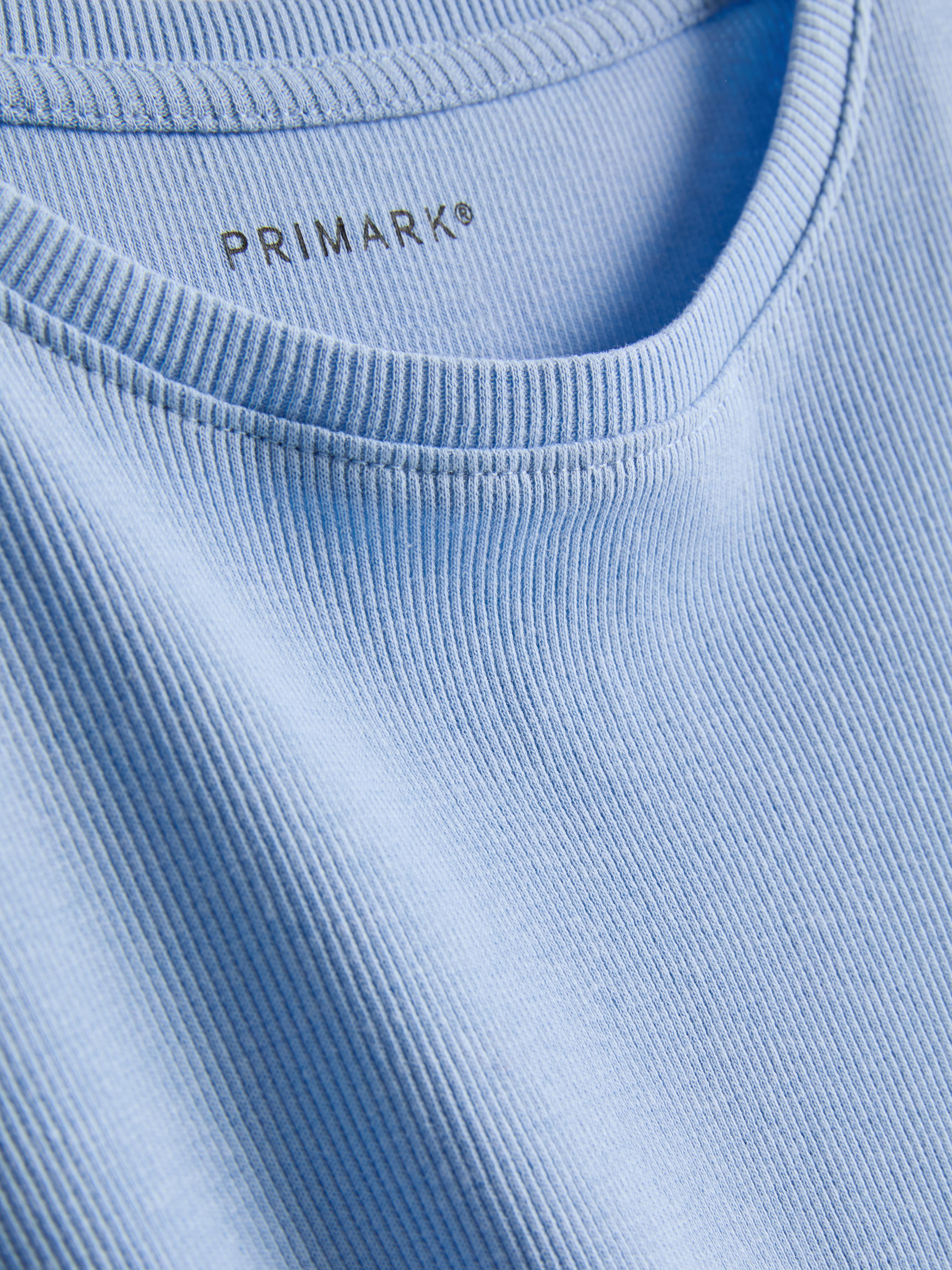 Girls Blue 7-15yrs | Ribbed Long-Sleeve T-Shirt