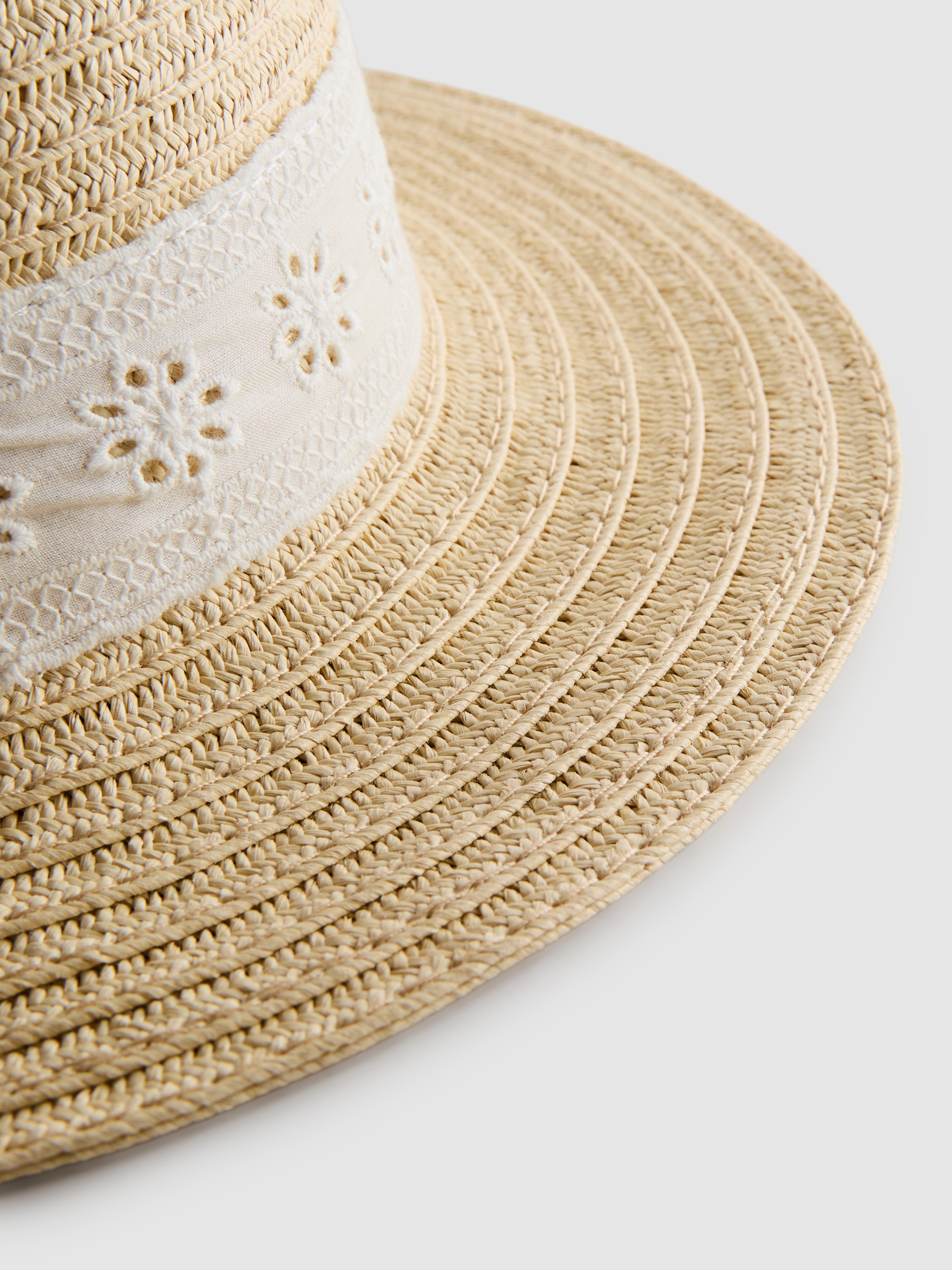 Broderie Anglaise Woven Hat