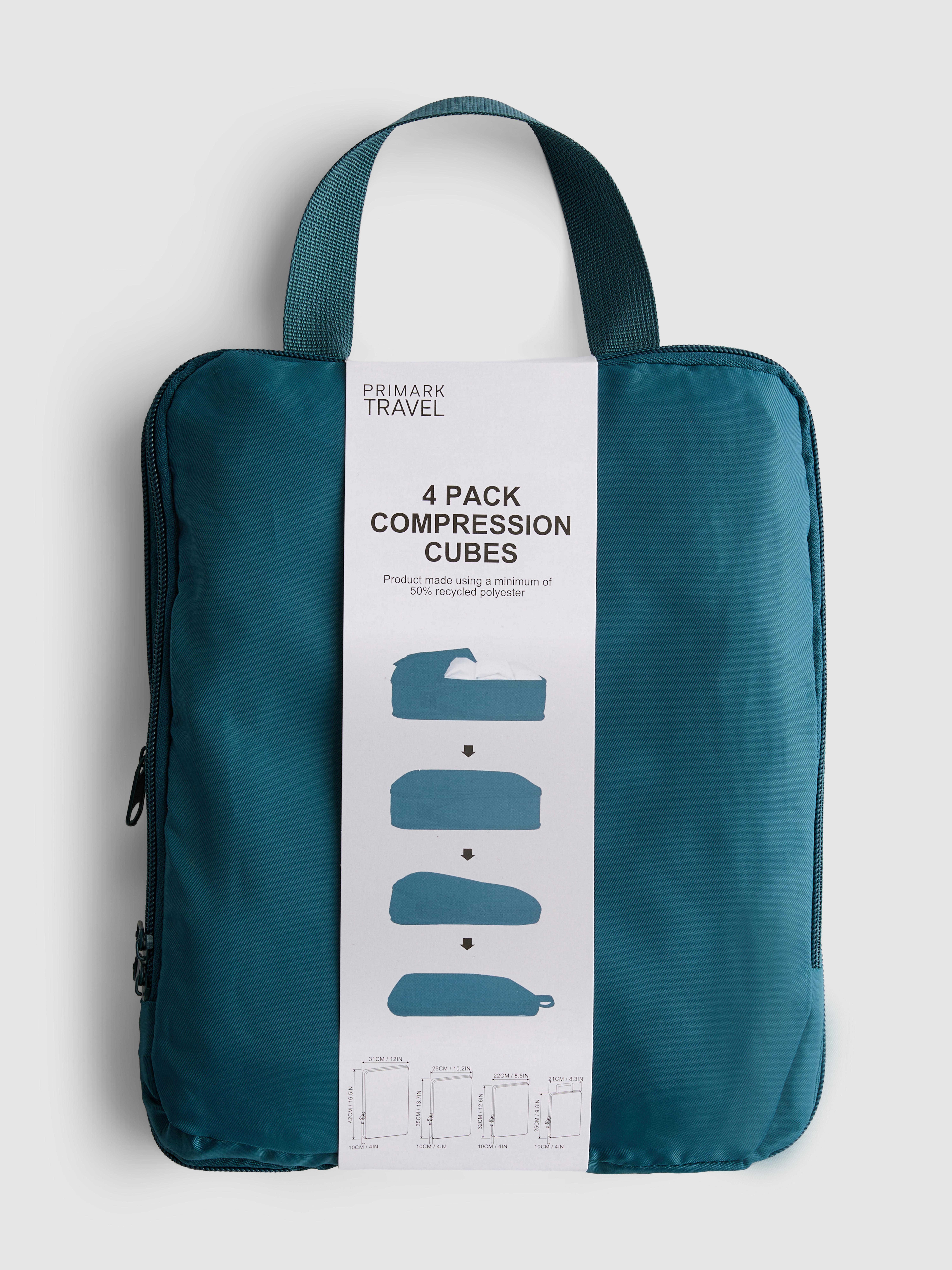 Pack de 4 bolsas de compresión para equipaje - Color turquesa | Primark