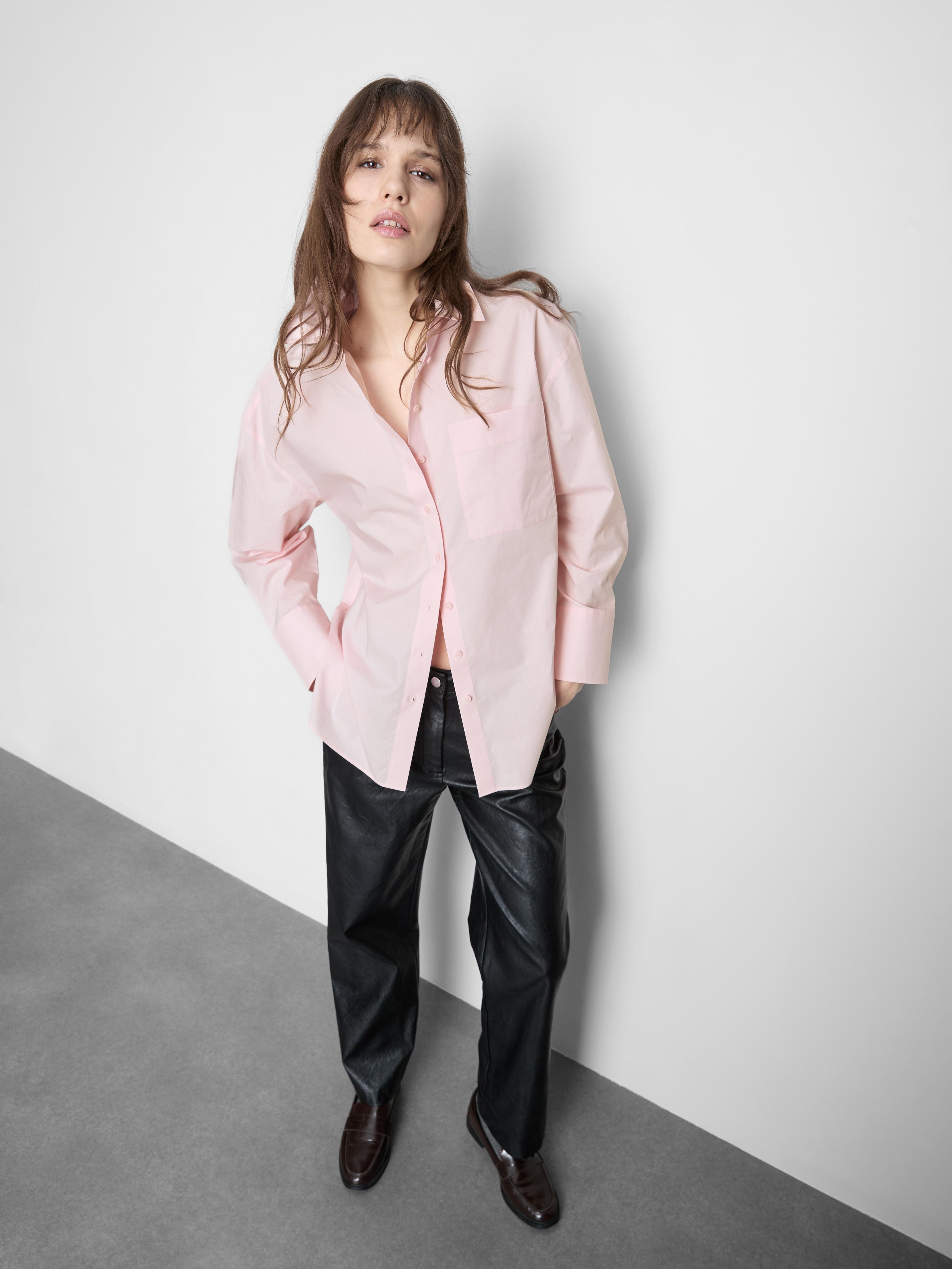 Derradeira camisa popelina algodão Rosa-claro