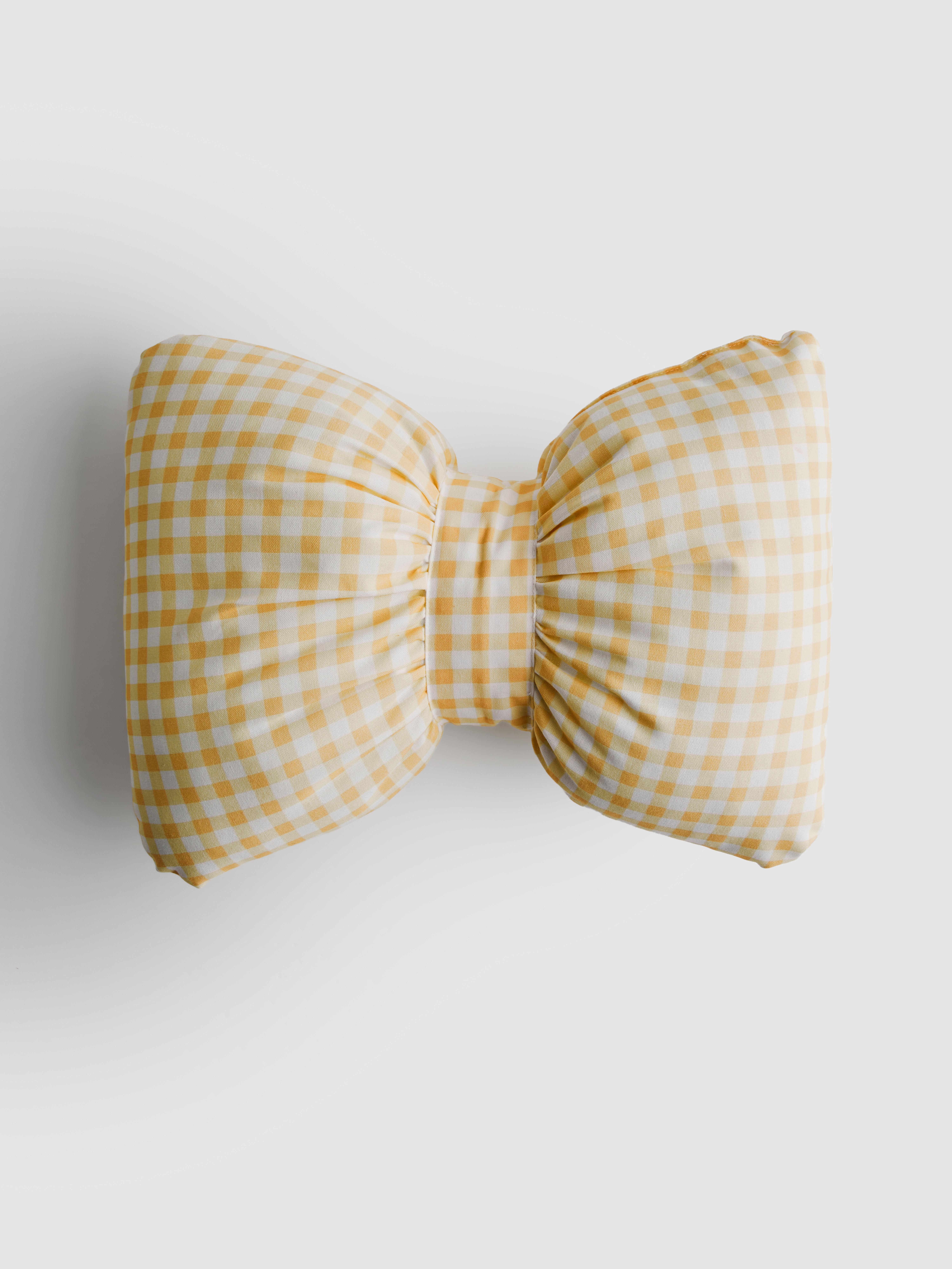Gingham Bow Shaped Cushion