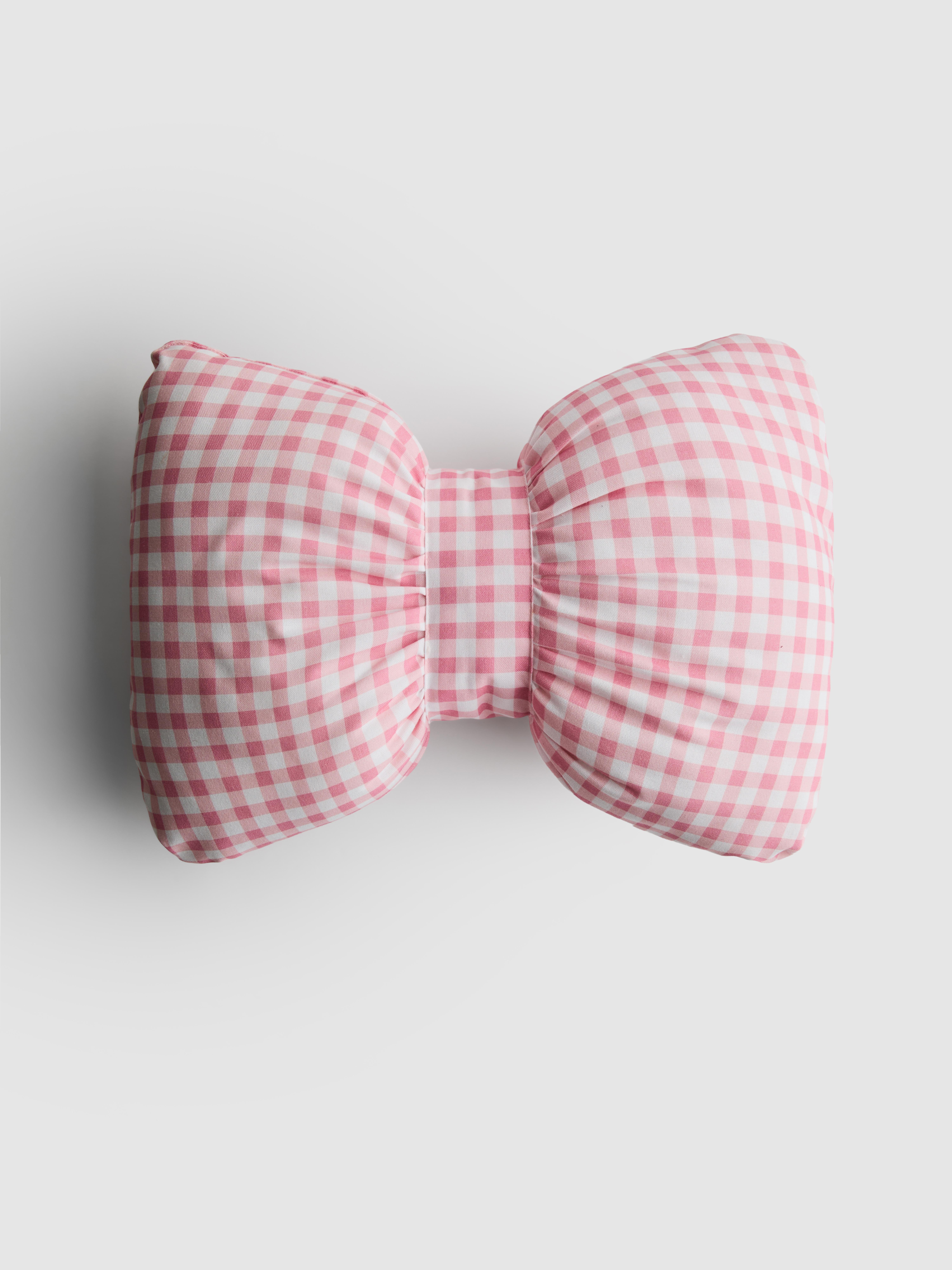 Gingham Bow Shaped Cushion
