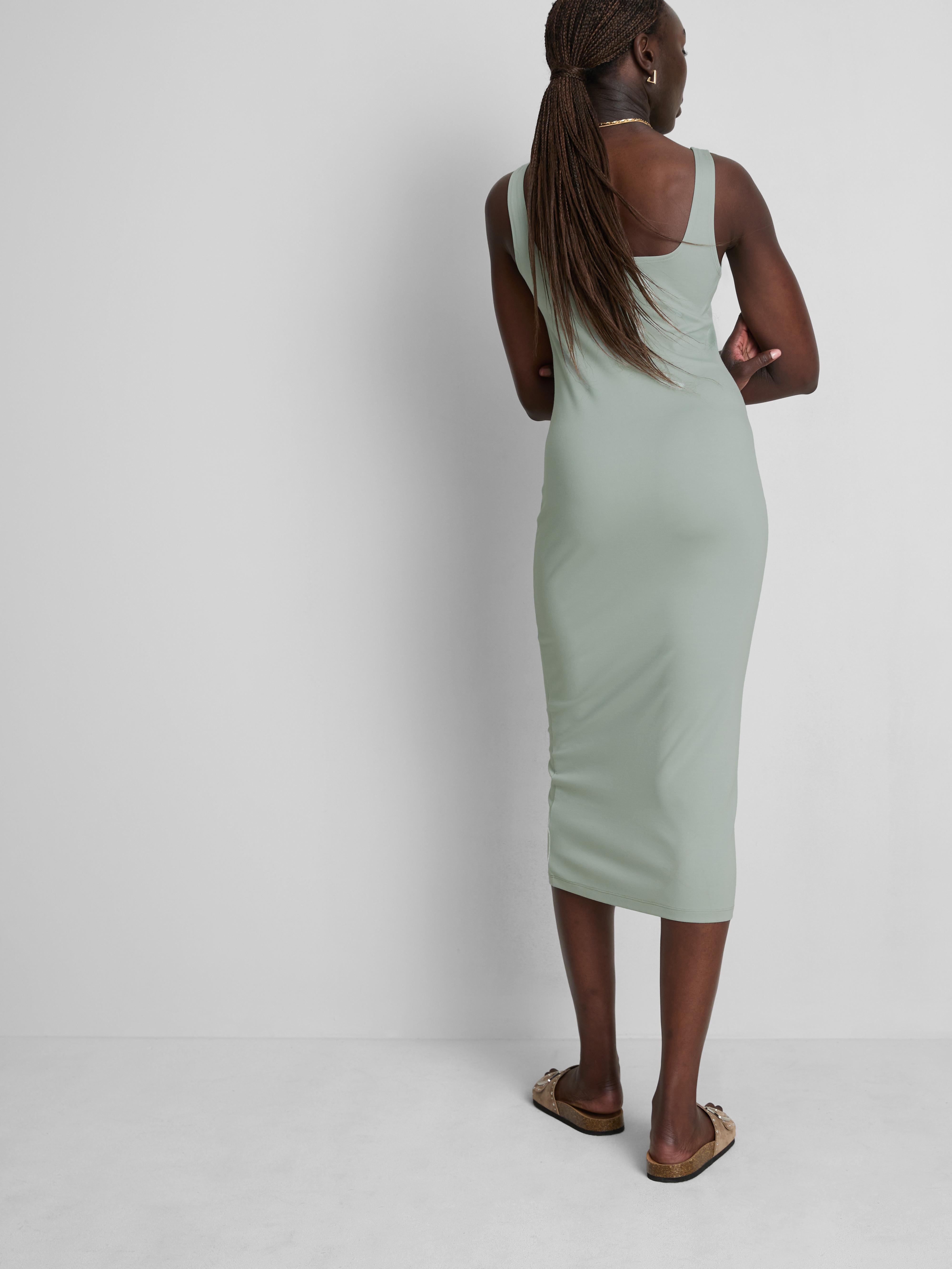 Women's Light Green Second Skin Square Neck Midi Dress | Primark