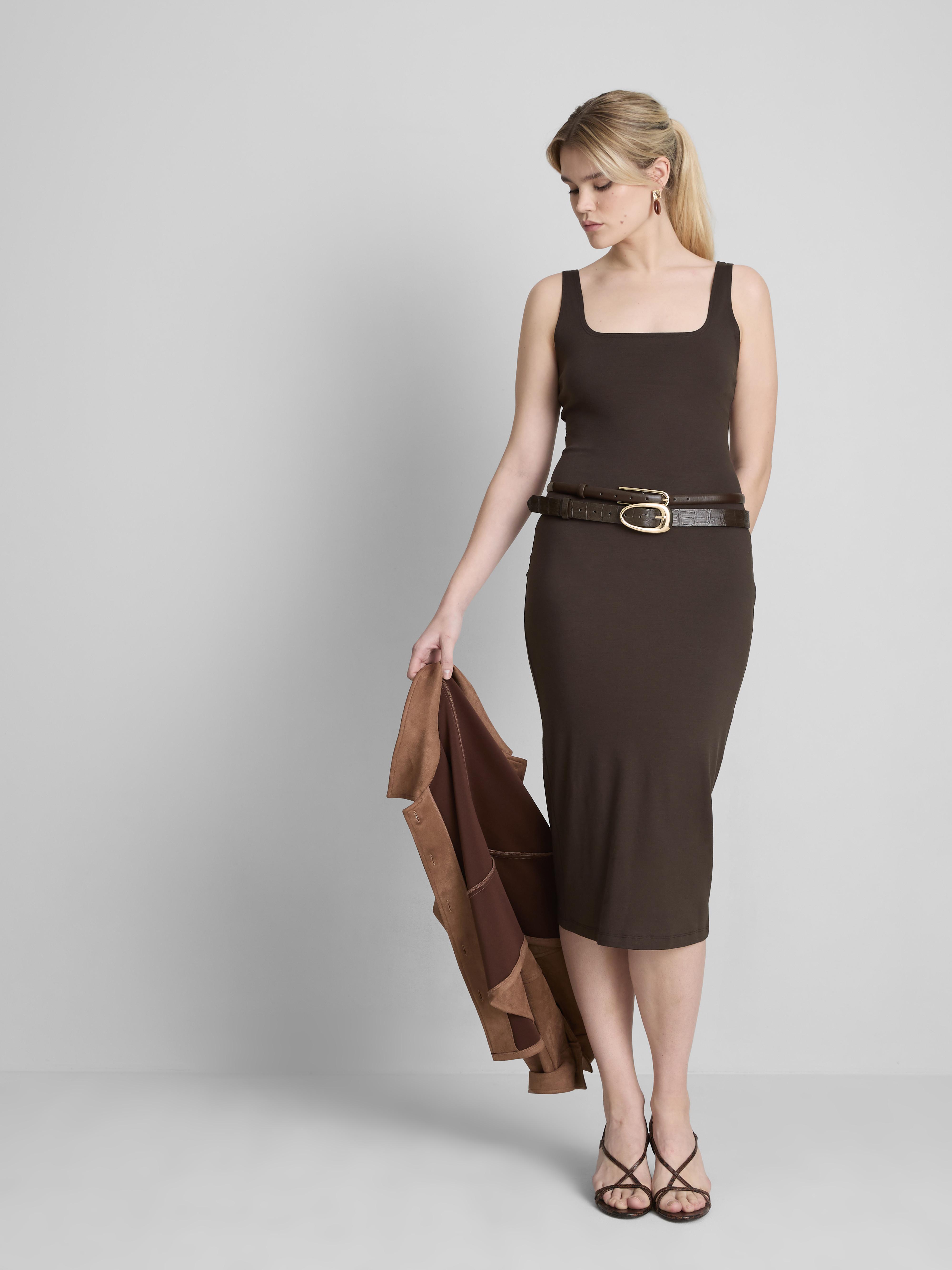 Second Skin Square Neck Midi Dress