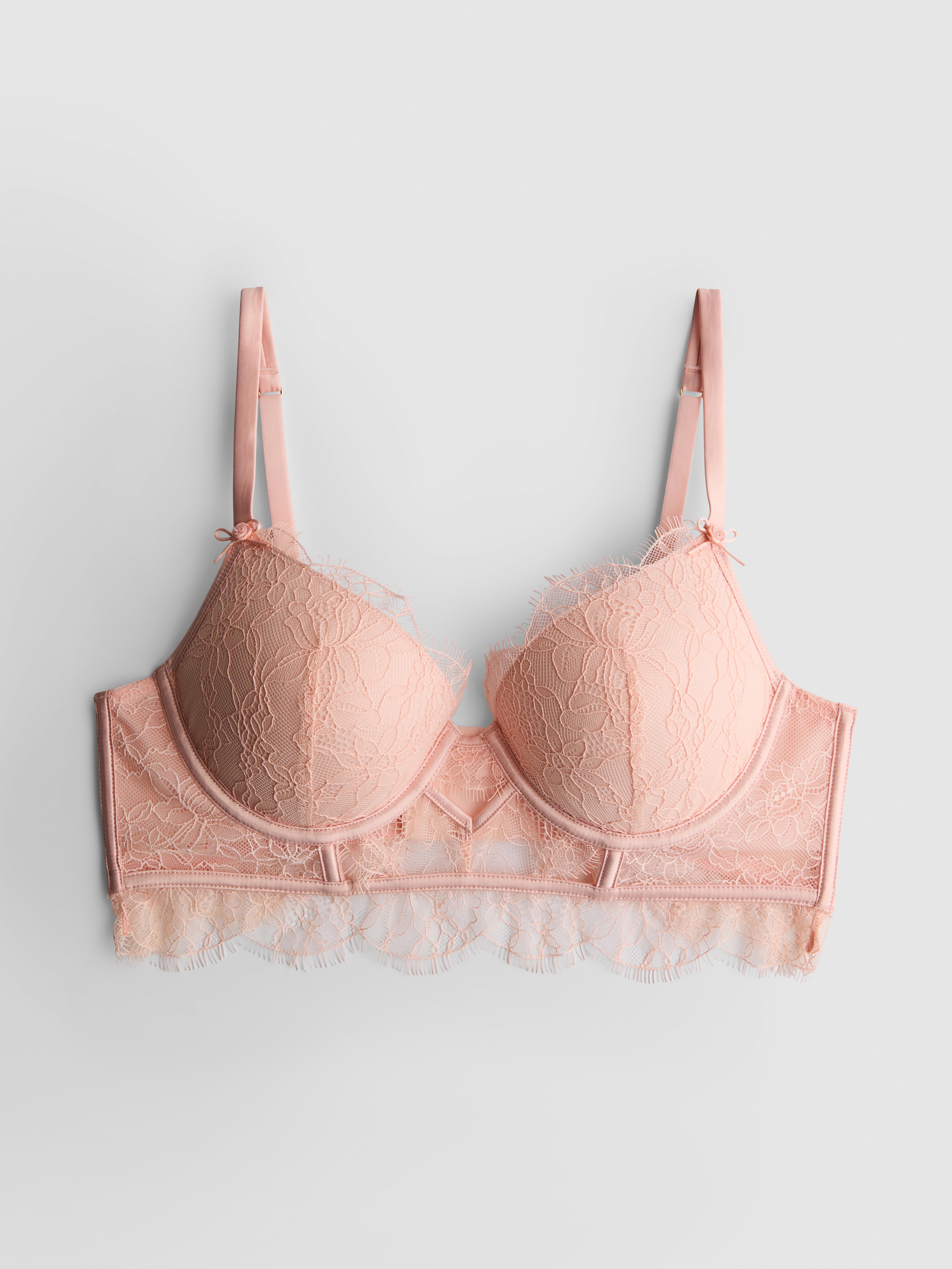 Longline Lace Overlay Push Up Bra