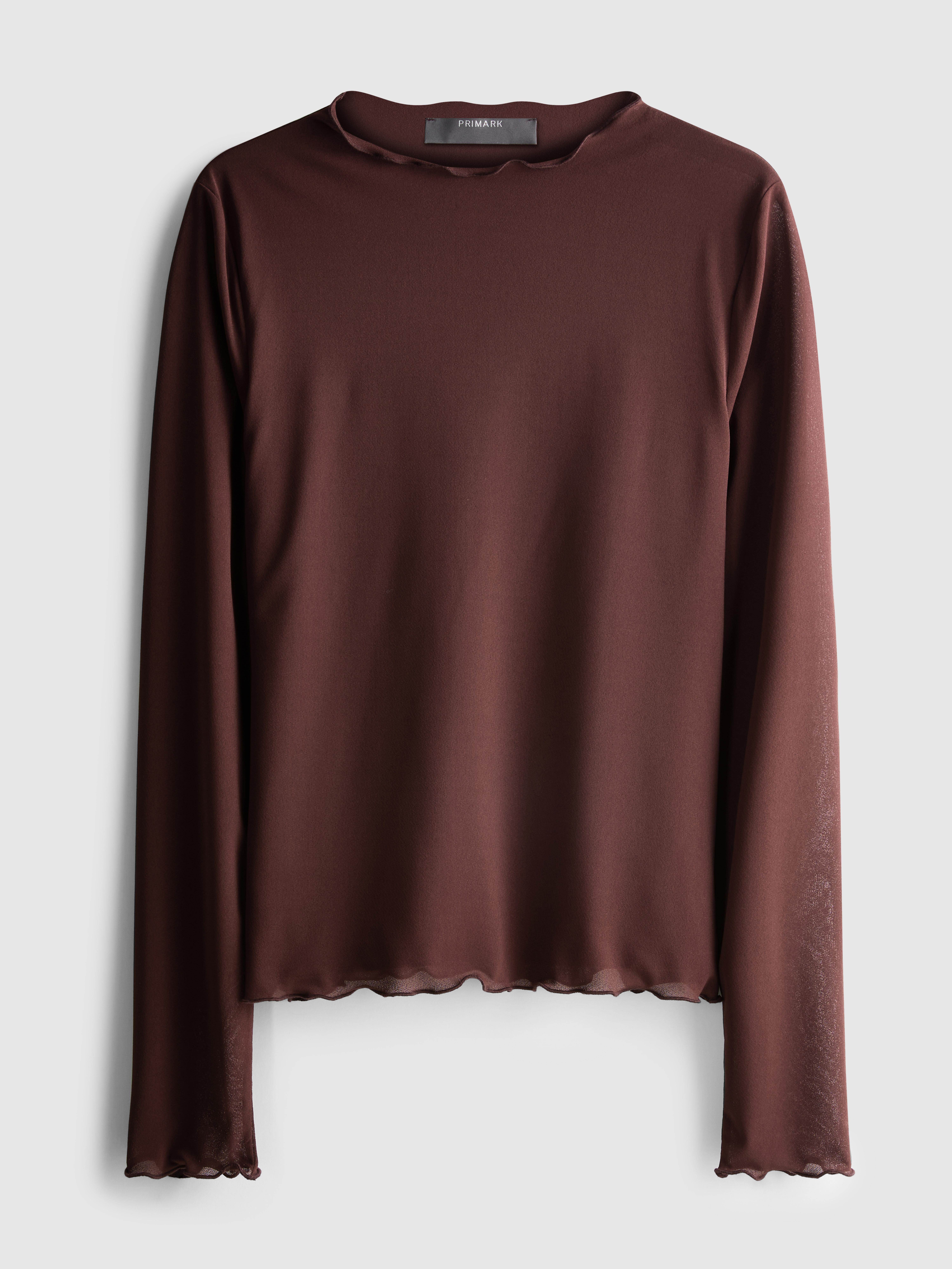 Long Sleeve Cropped Mesh Top