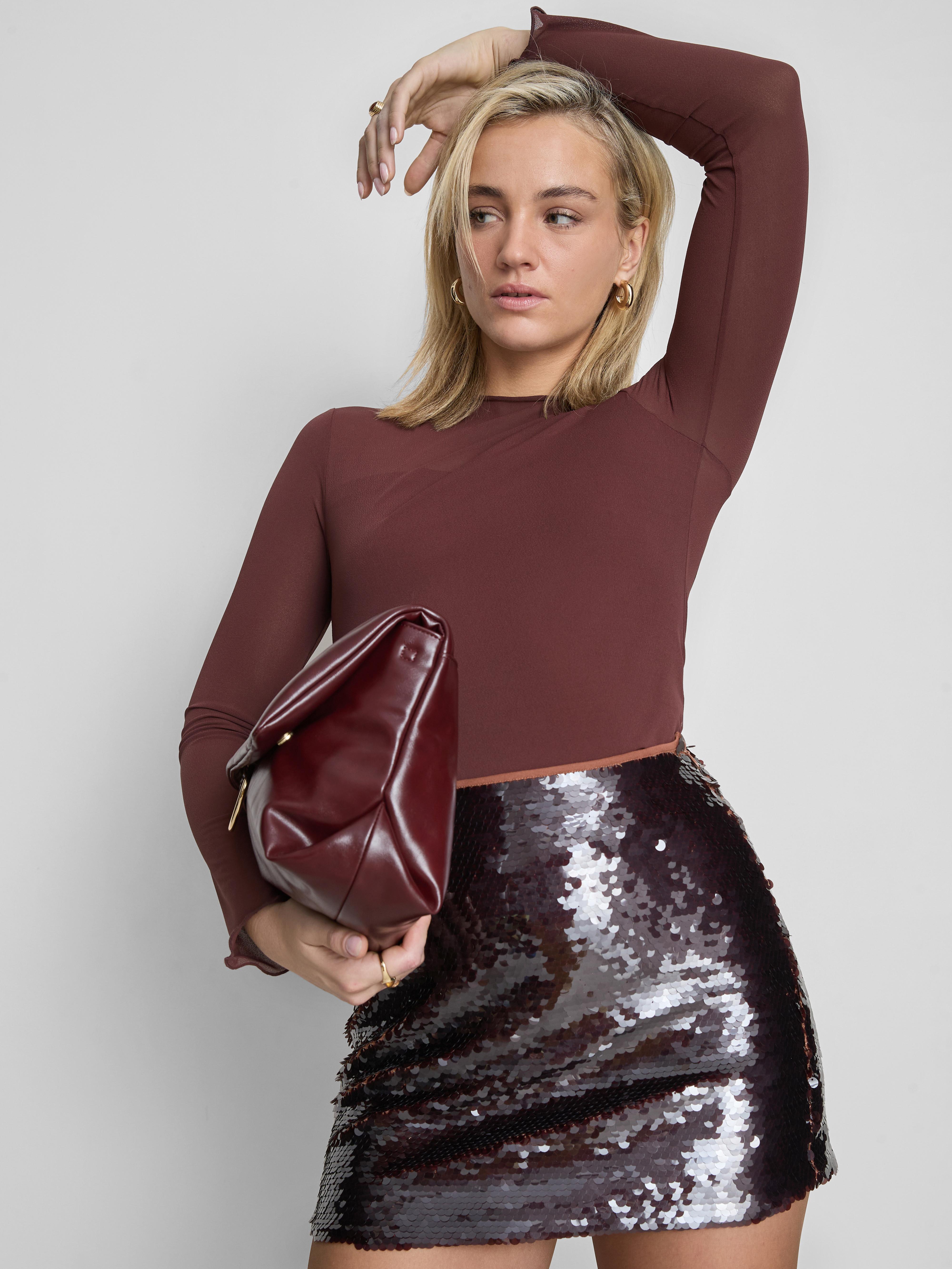 Long Sleeve Cropped Mesh Top