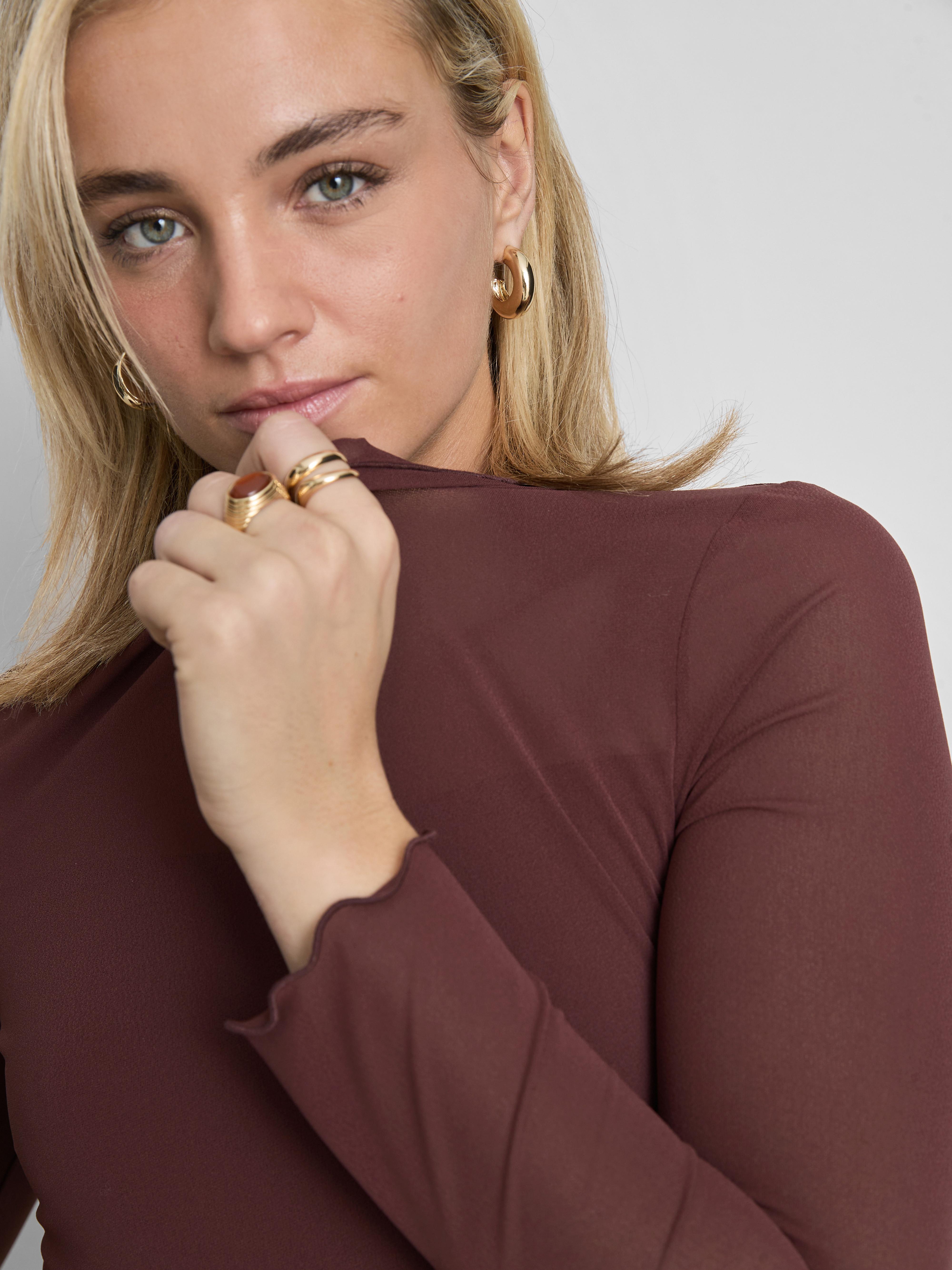 Long Sleeve Cropped Mesh Top