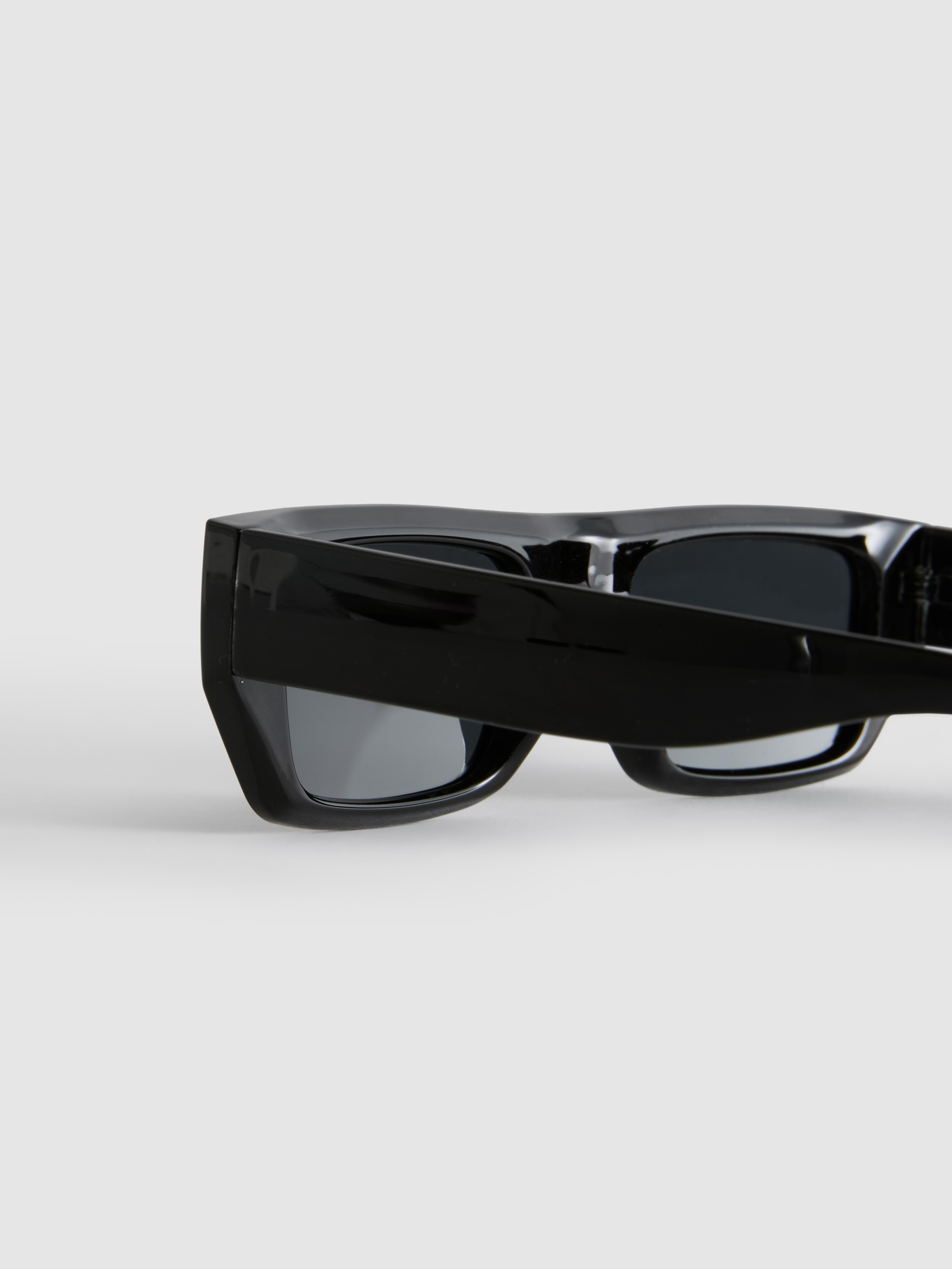 Men's Black Rectangle Frame Slim Sunglasses