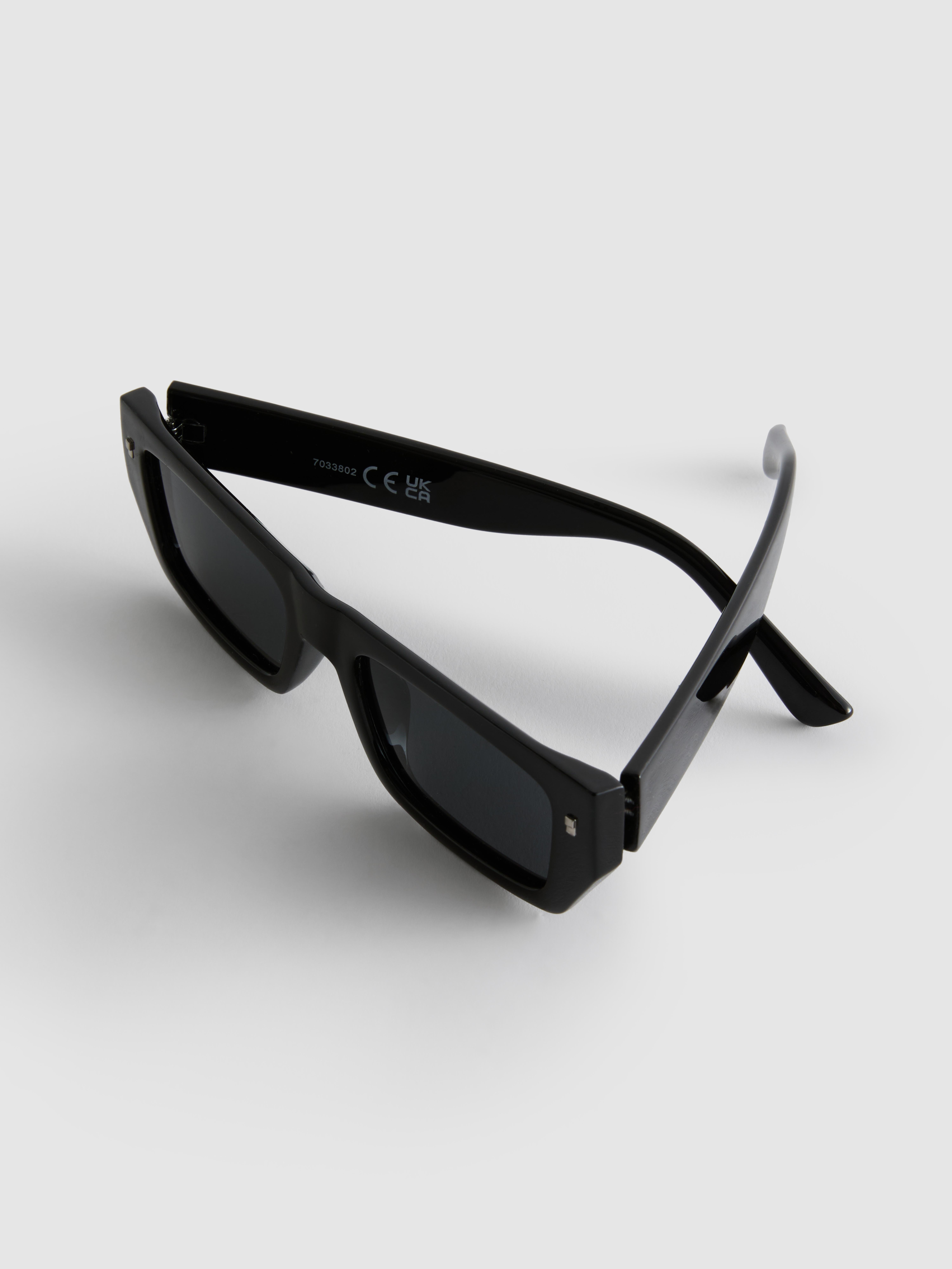 Men's Black Rectangle Frame Slim Sunglasses