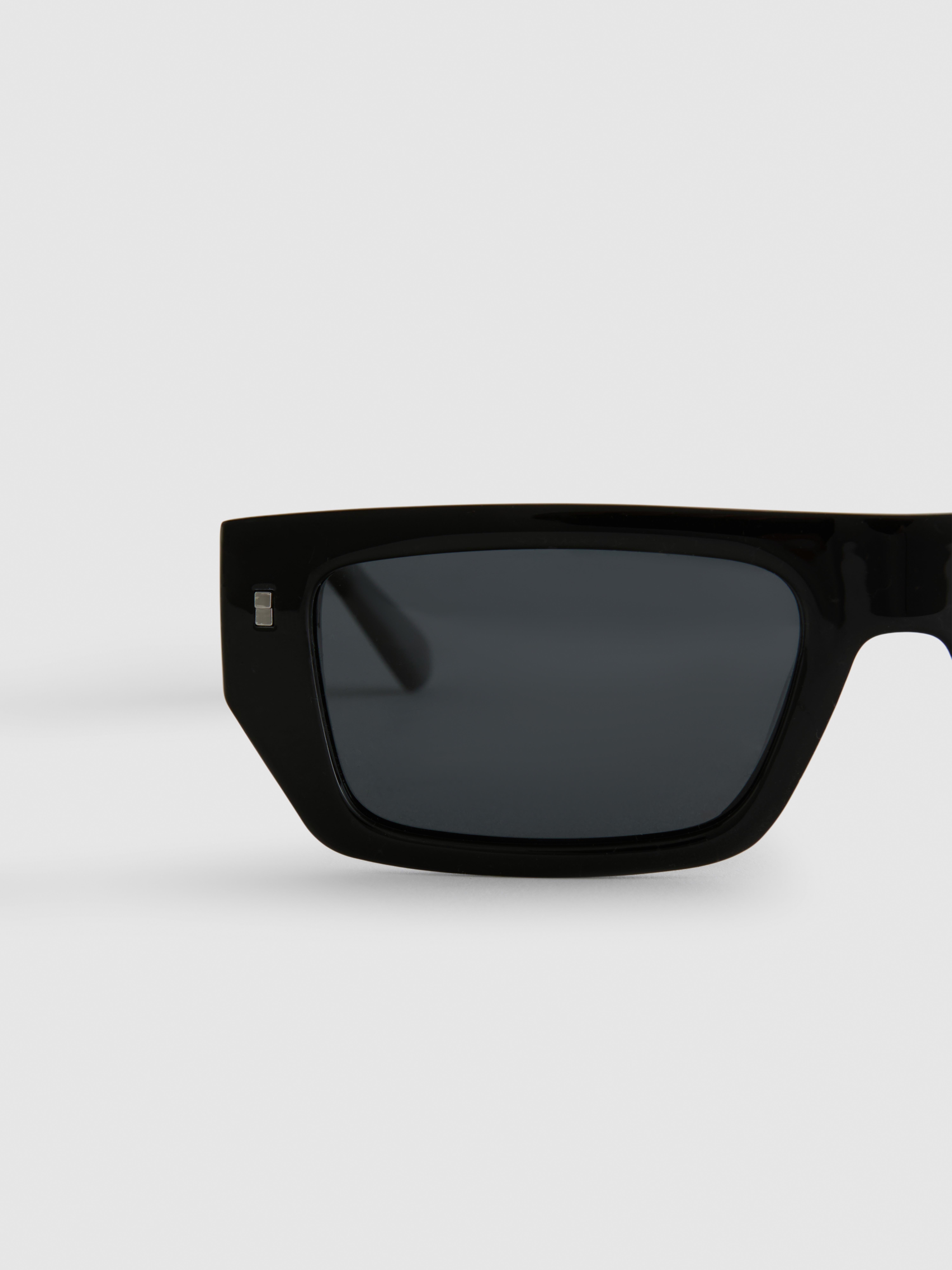 Men's Black Rectangle Frame Slim Sunglasses