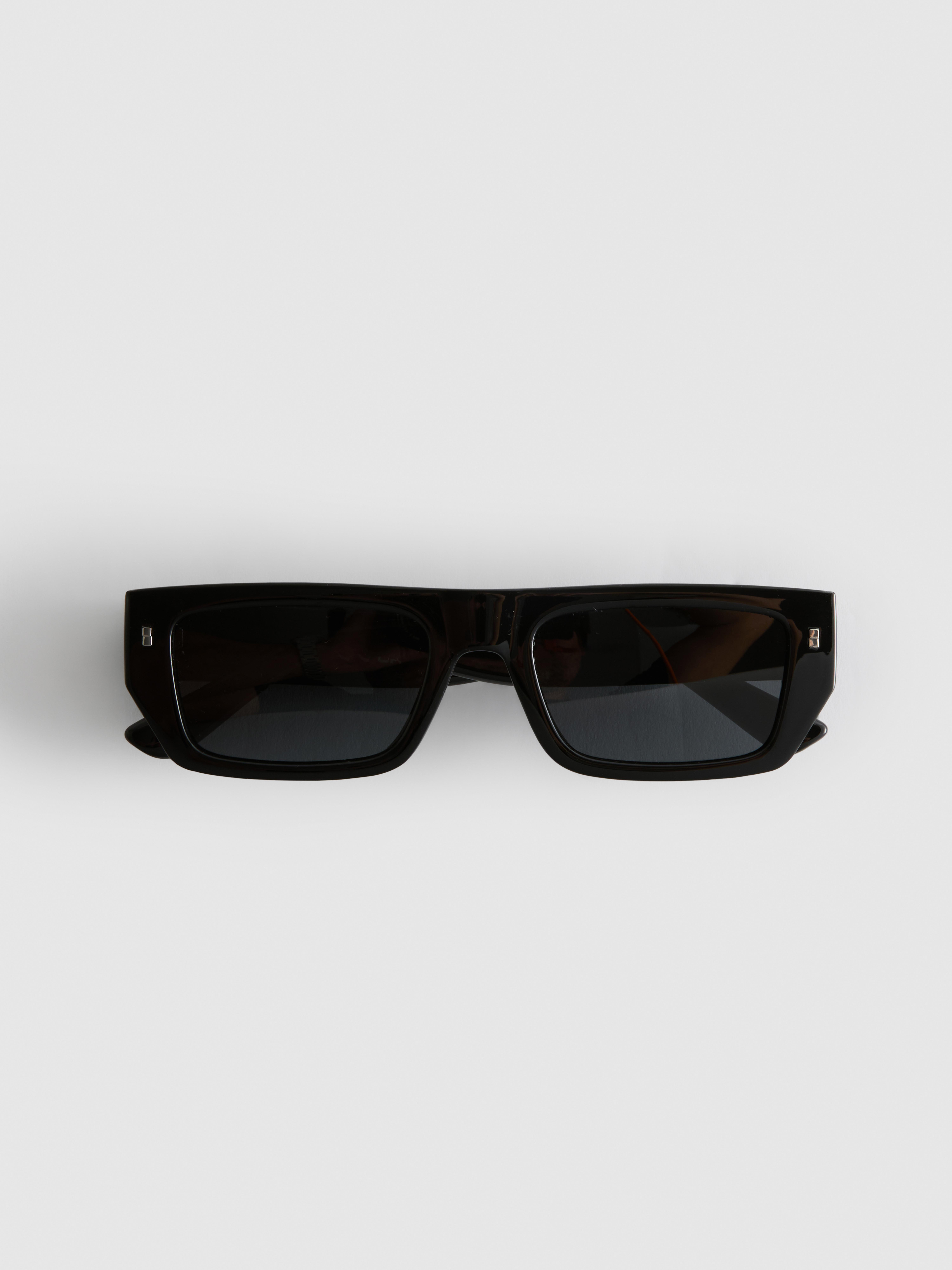Men's Black Rectangle Frame Slim Sunglasses