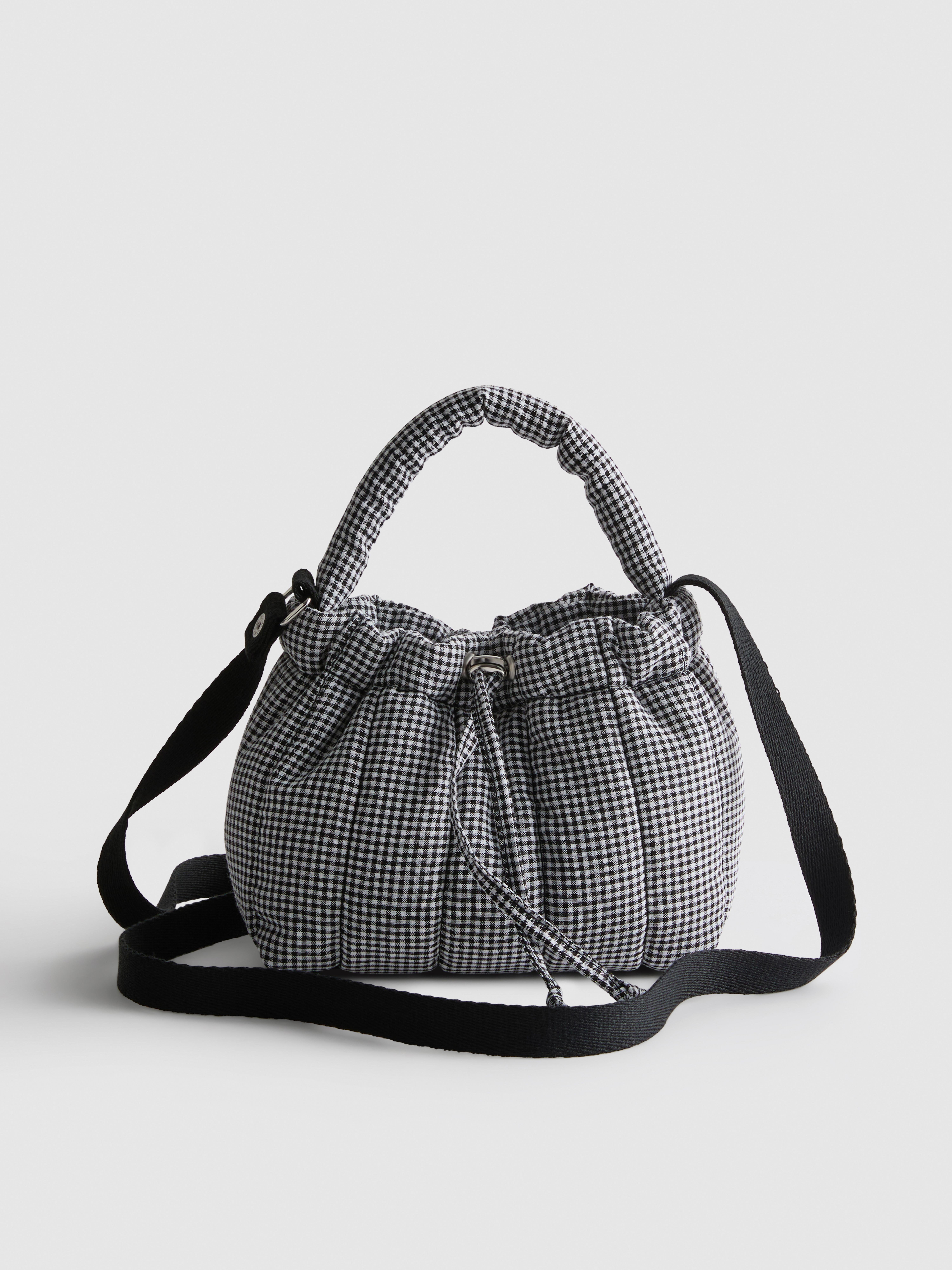 Borsa a tracolla a quadretti con elastico
