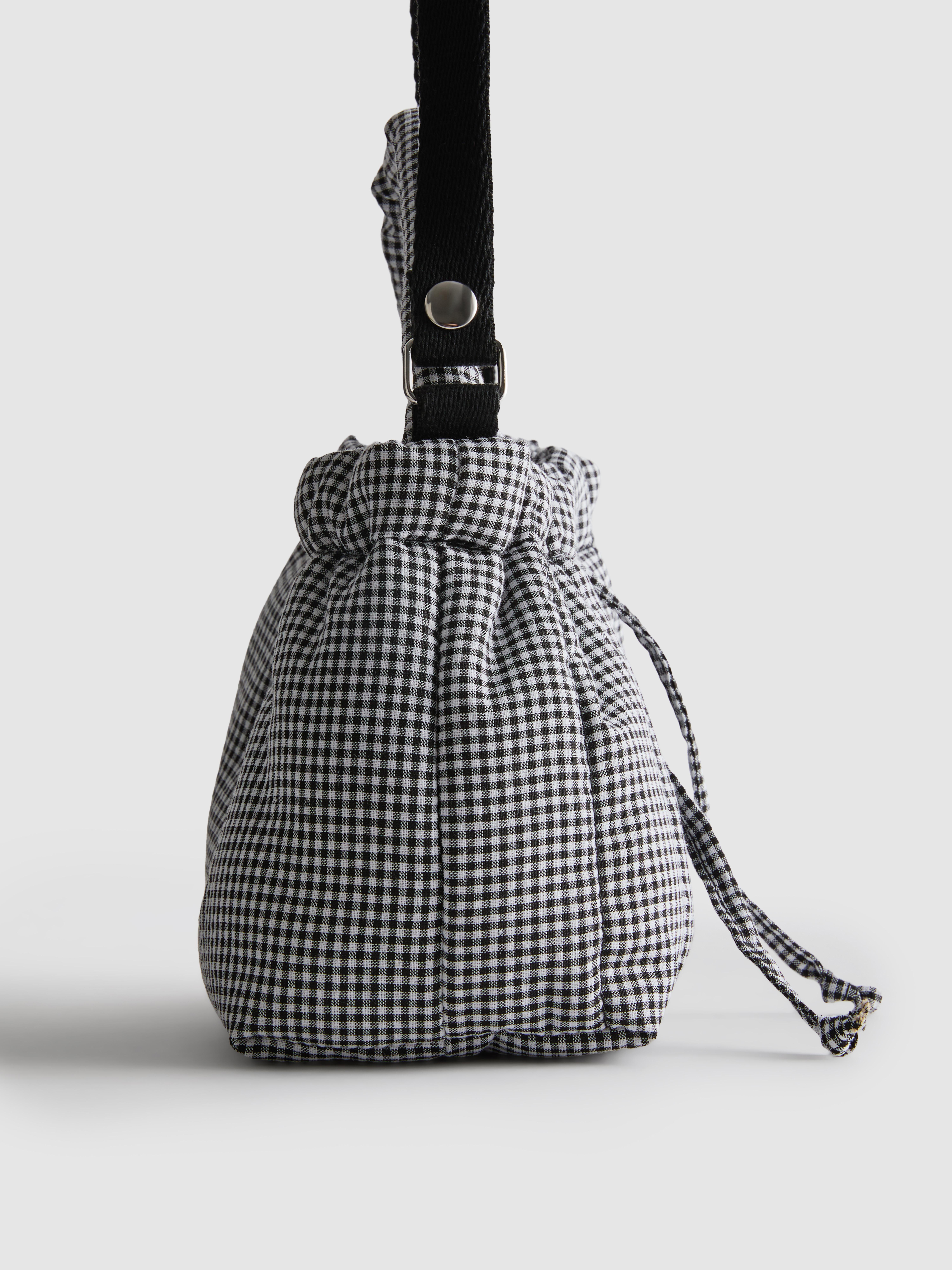 Gingham Drawstring Crossbody Bag
